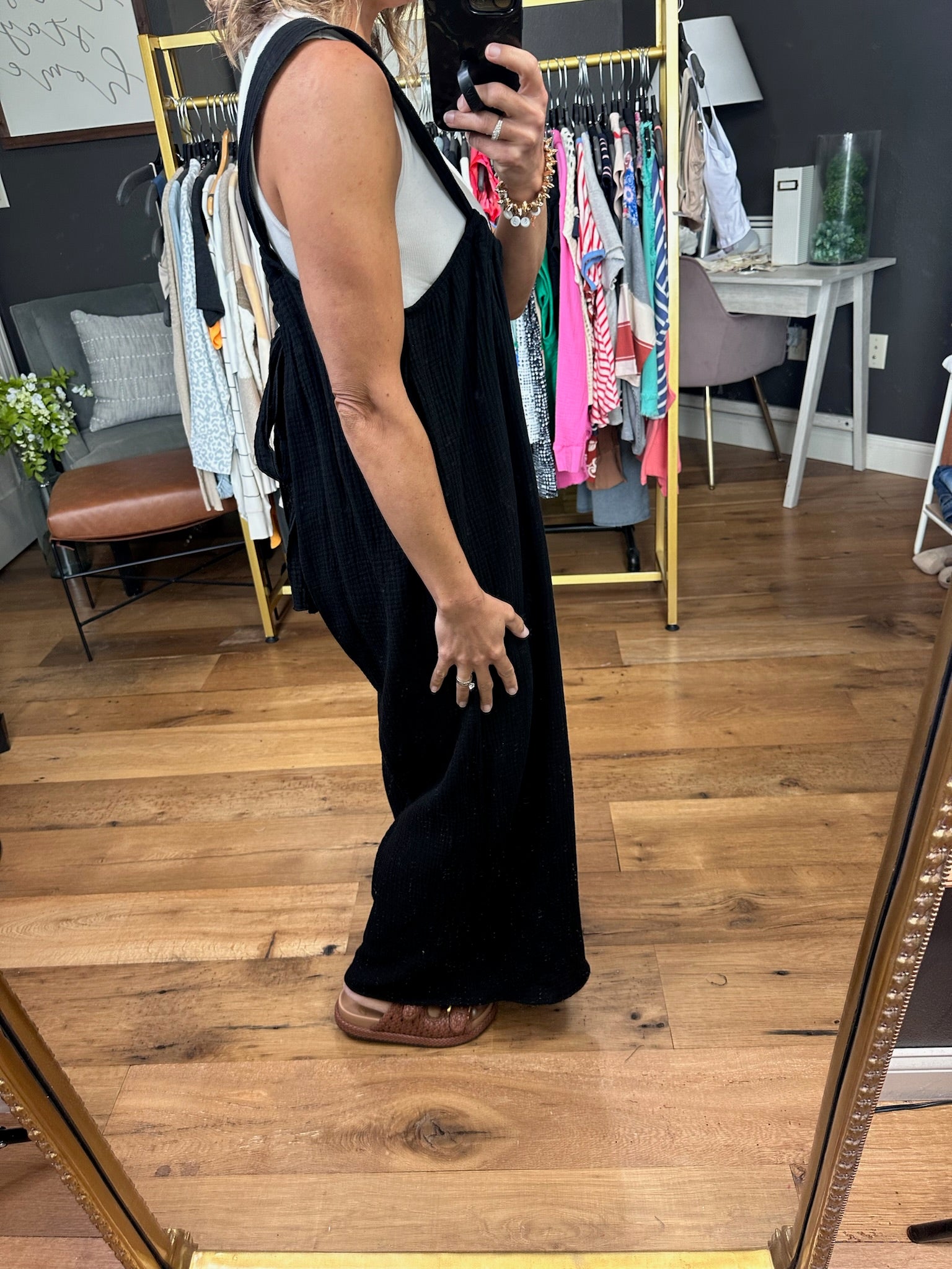 The Dakota Wide-Leg Overall Jumpsuit - Black-Jumpsuits-Bucketlist-Anna Kaytes Boutique, Women's Fashion Boutique in Grinnell, Iowa