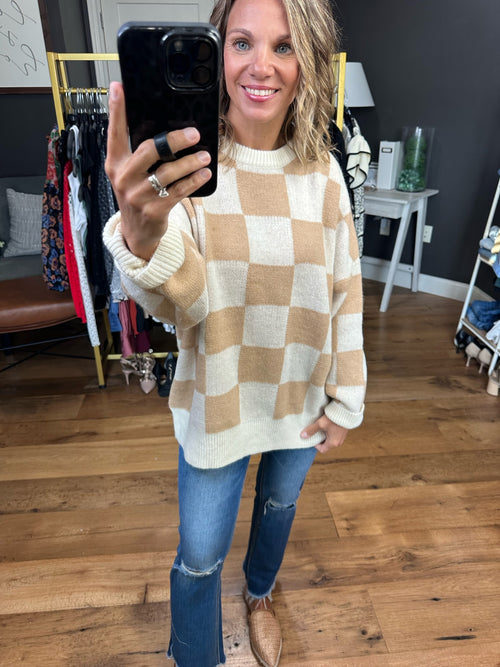 In Good Time Checkered Knit Sweater - Cream Taupe-Wishlist WL23-8064-Anna Kaytes Boutique, Women's Fashion Boutique in Grinnell, Iowa