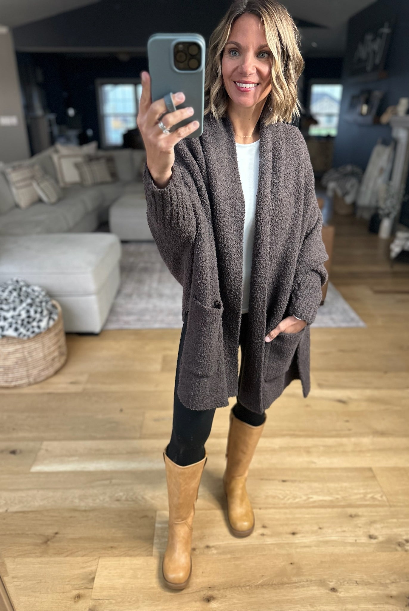 Cozy Intentions Pocket Cardigan-Sweaters-Blu Ivy-Anna Kaytes Boutique, Women's Fashion Boutique in Grinnell, Iowa