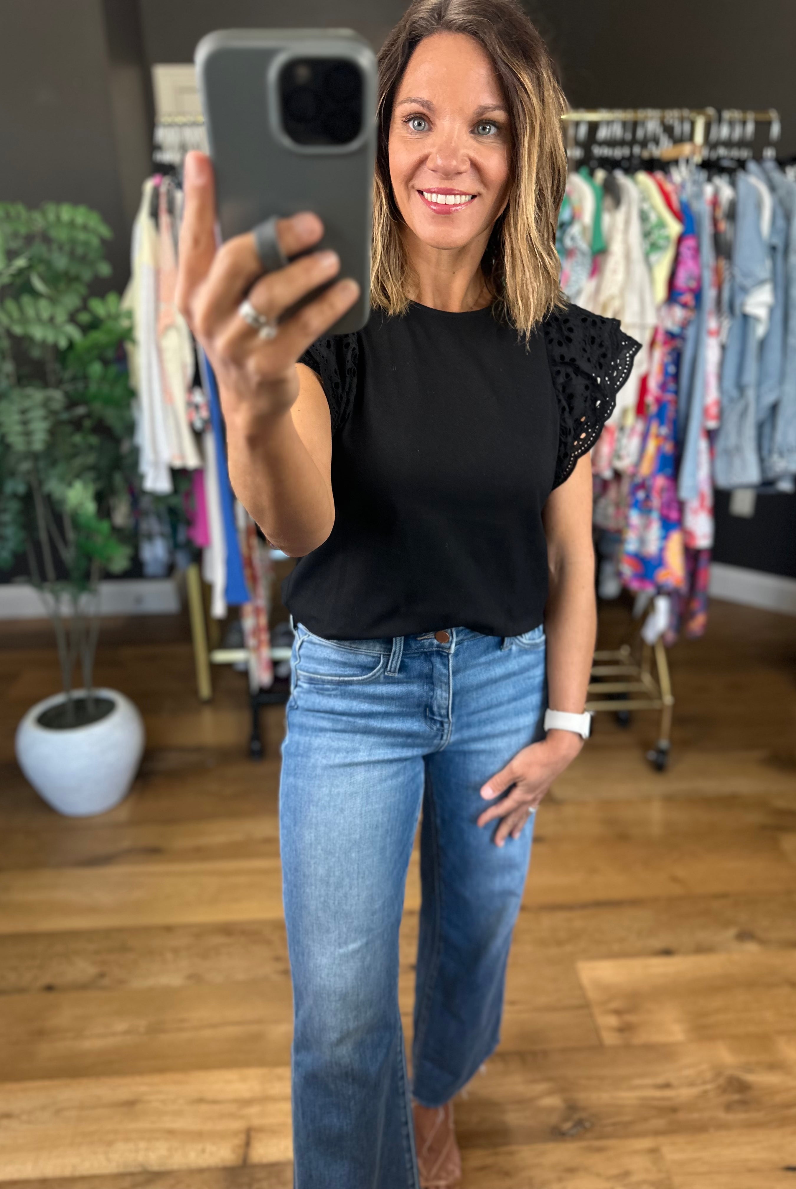 Playing Along Flutter-Sleeve Top-Short Sleeves-Vine & Love-Anna Kaytes Boutique, Women's Fashion Boutique in Grinnell, Iowa