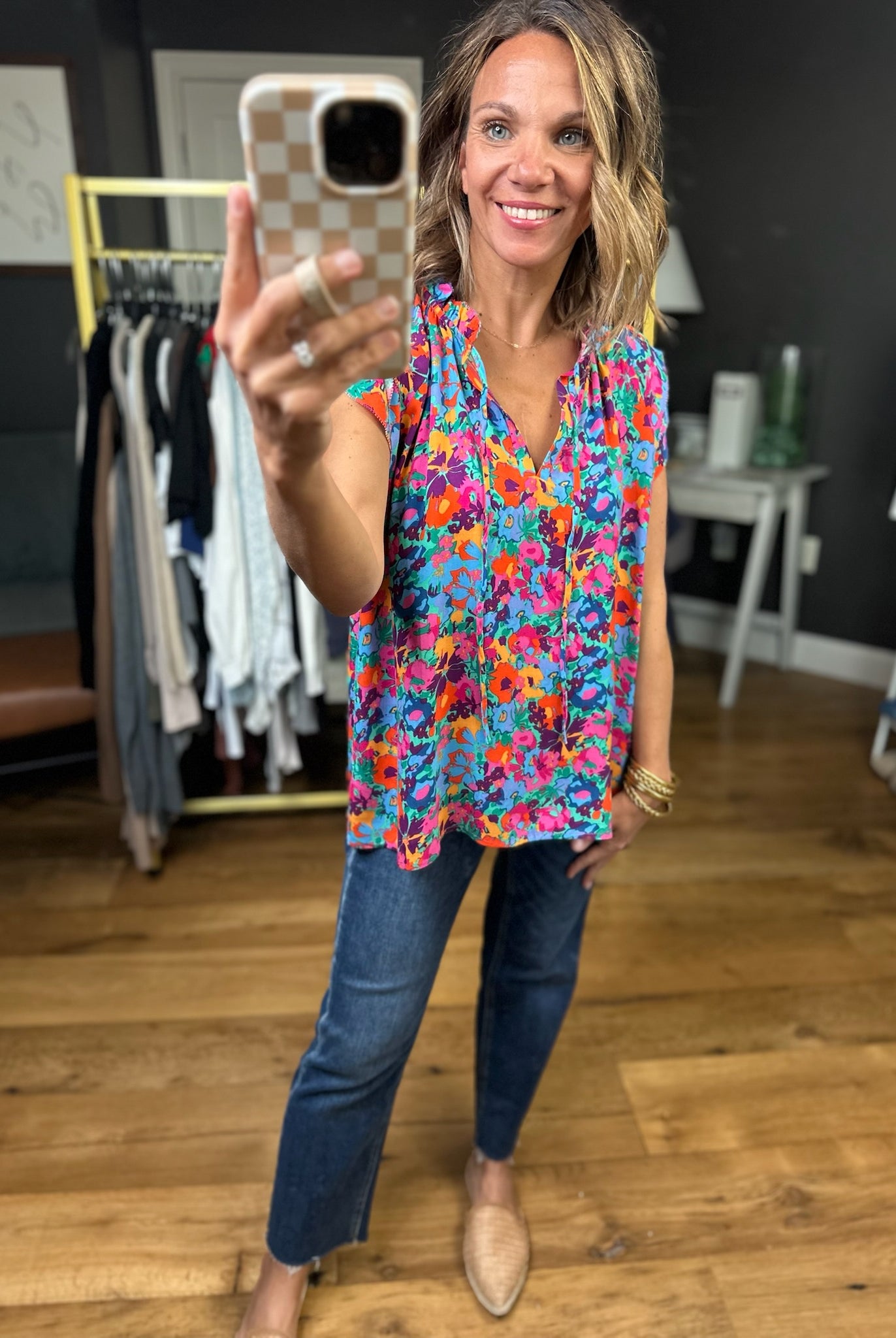 Flowers Bloom Floral Top - Hot Pink-Eesome-Anna Kaytes Boutique, Women's Fashion Boutique in Grinnell, Iowa