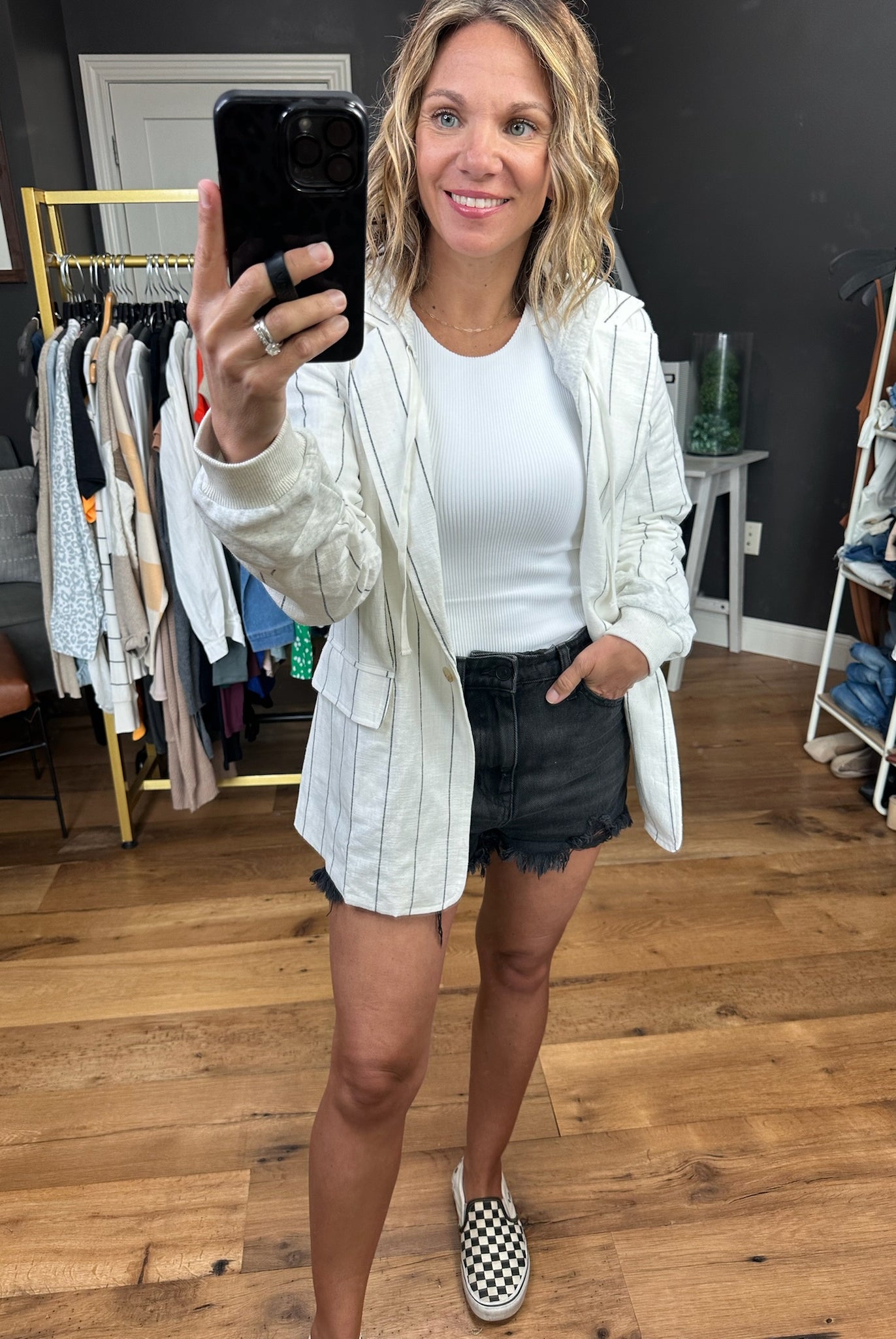 The Right Fit Linen Blend Hooded Blazer - Cream-Blazers-Fate FJ71051-Anna Kaytes Boutique, Women's Fashion Boutique in Grinnell, Iowa