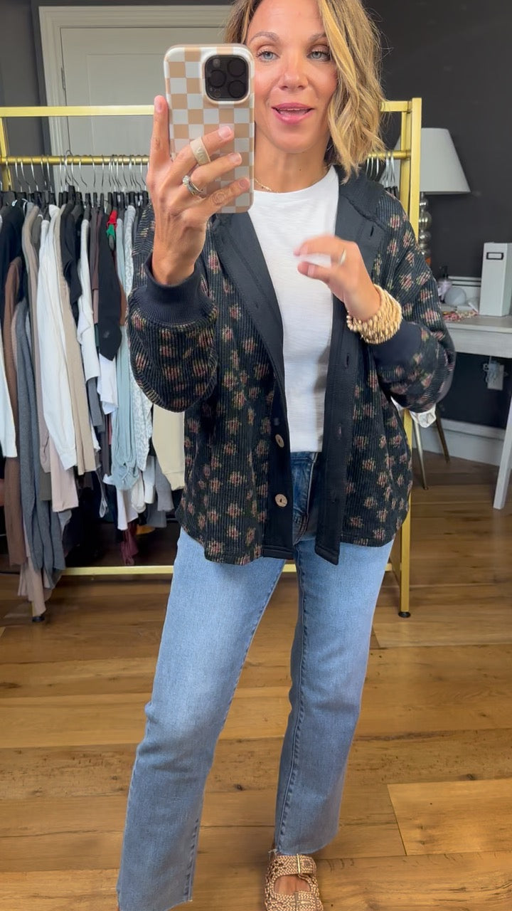 Spring Among Us Corded Floral Lightweight Jacket - Black-Aemi & Co-Anna Kaytes Boutique, Women's Fashion Boutique in Grinnell, Iowa