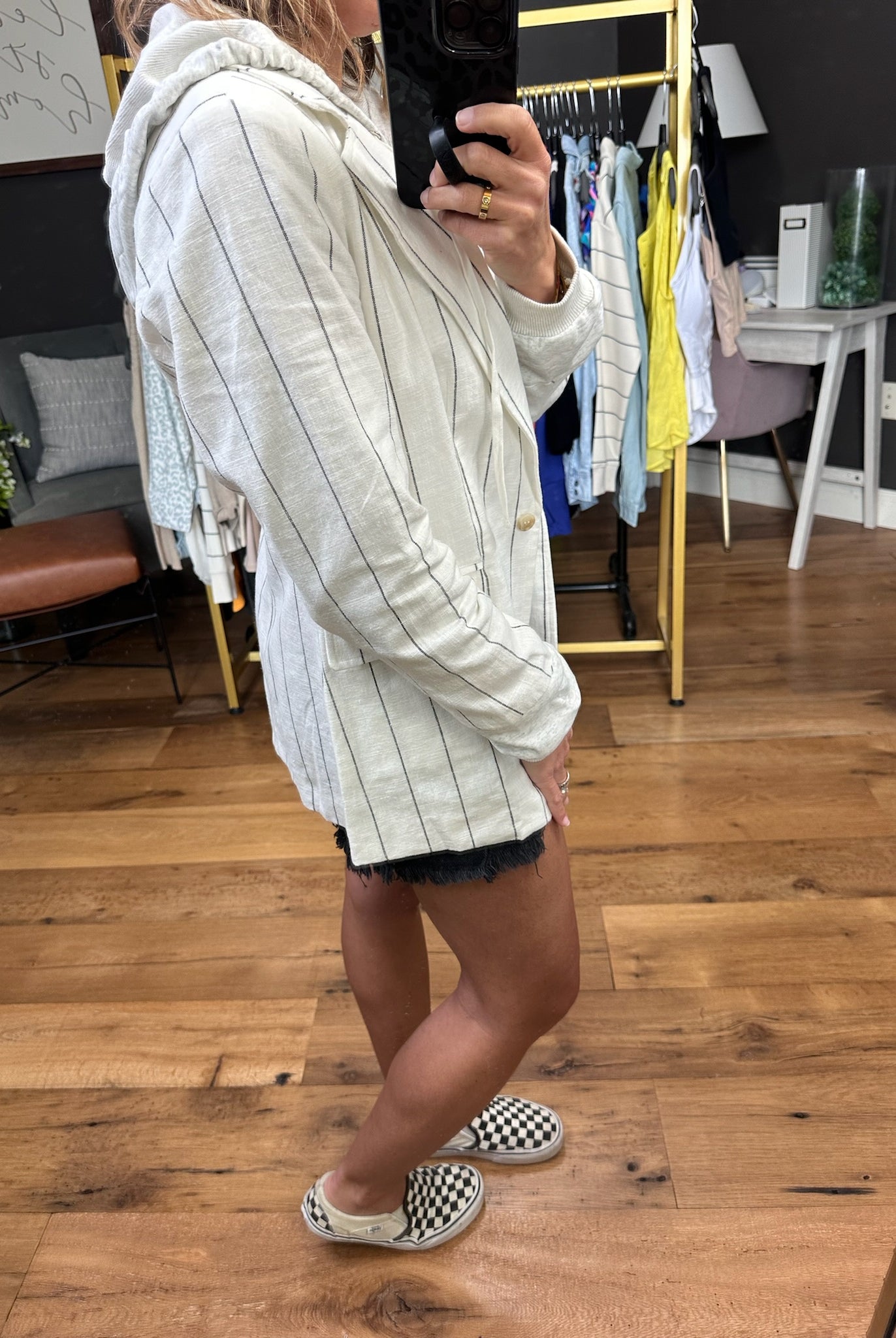 The Right Fit Linen Blend Hooded Blazer - Cream-Blazers-Fate FJ71051-Anna Kaytes Boutique, Women's Fashion Boutique in Grinnell, Iowa