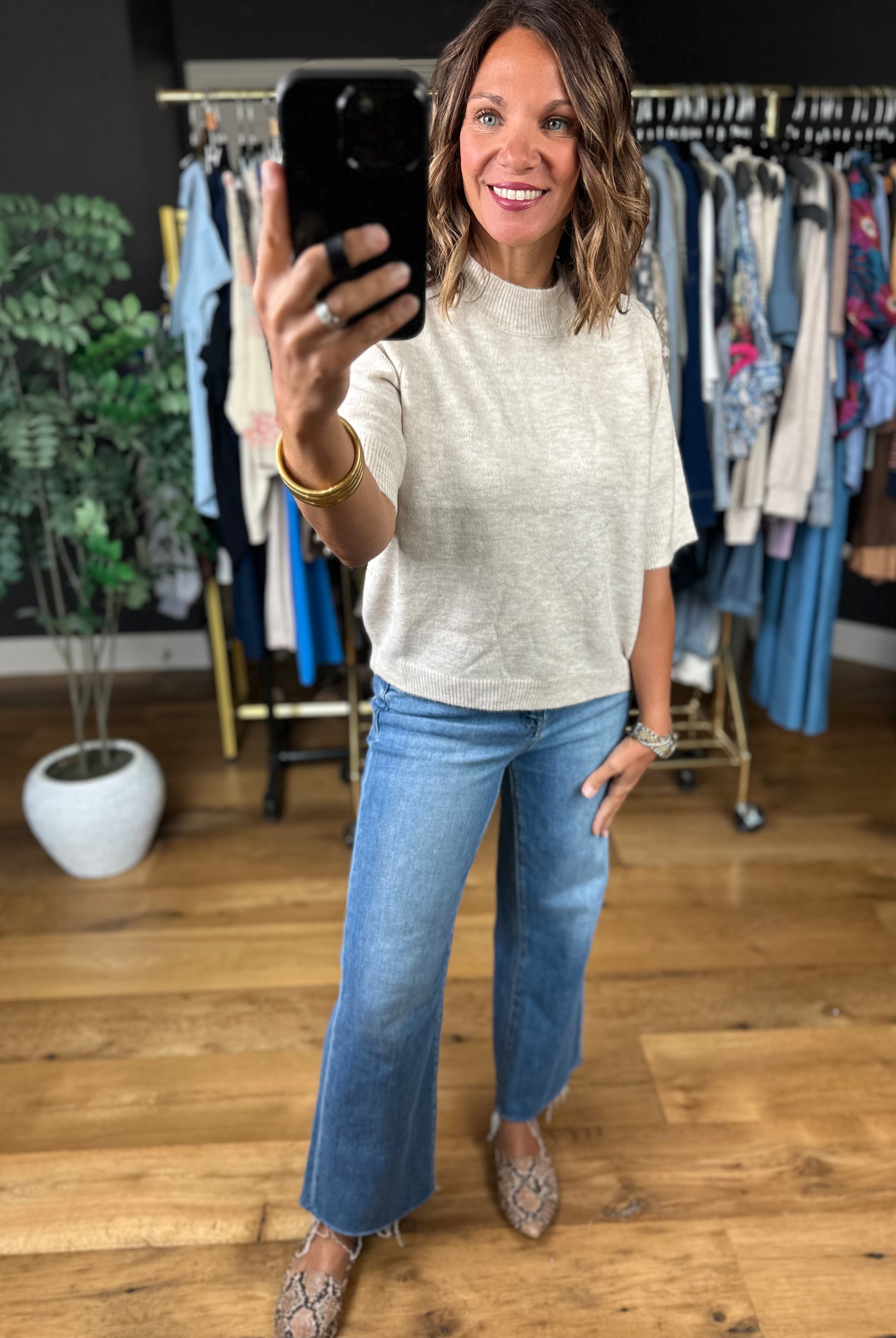 On The Record Knit Top-Short Sleeves-Blu Pepper-Anna Kaytes Boutique, Women's Fashion Boutique in Grinnell, Iowa
