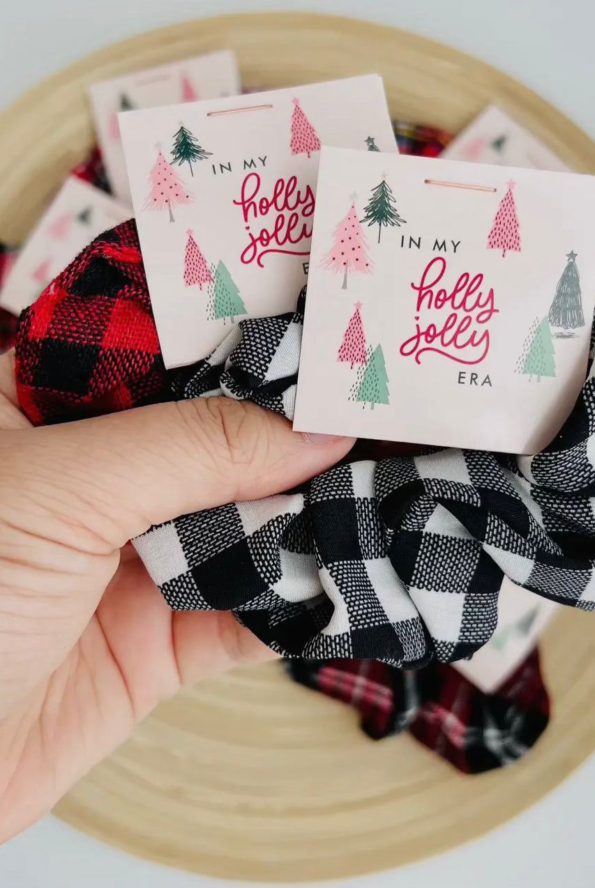 Holiday Jolly Era Spirit Plaid Scunchie-Hair Accessories-Anna Kaytes Boutique-Anna Kaytes Boutique, Women's Fashion Boutique in Grinnell, Iowa