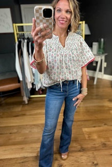 Moving Through Patterned Top - Coral-Entro-Anna Kaytes Boutique, Women's Fashion Boutique in Grinnell, Iowa