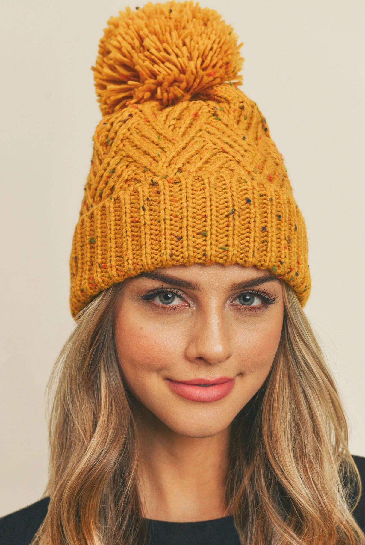Speckled Knit Pom Pom Beanie- Multiple Options-Beanies-Joia MH-0078-Anna Kaytes Boutique, Women's Fashion Boutique in Grinnell, Iowa