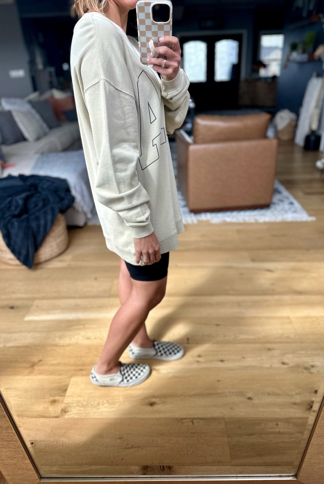 USA Oversized Crew - Natural-Tres Bien-Anna Kaytes Boutique, Women's Fashion Boutique in Grinnell, Iowa