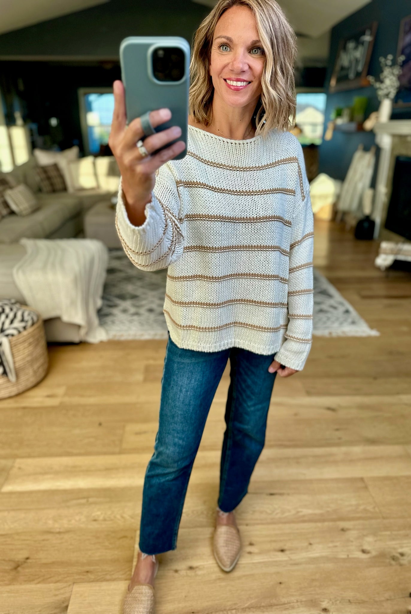 **The Way It Goes Striped Knit Sweater-Wishlist-Anna Kaytes Boutique, Women's Fashion Boutique in Grinnell, Iowa