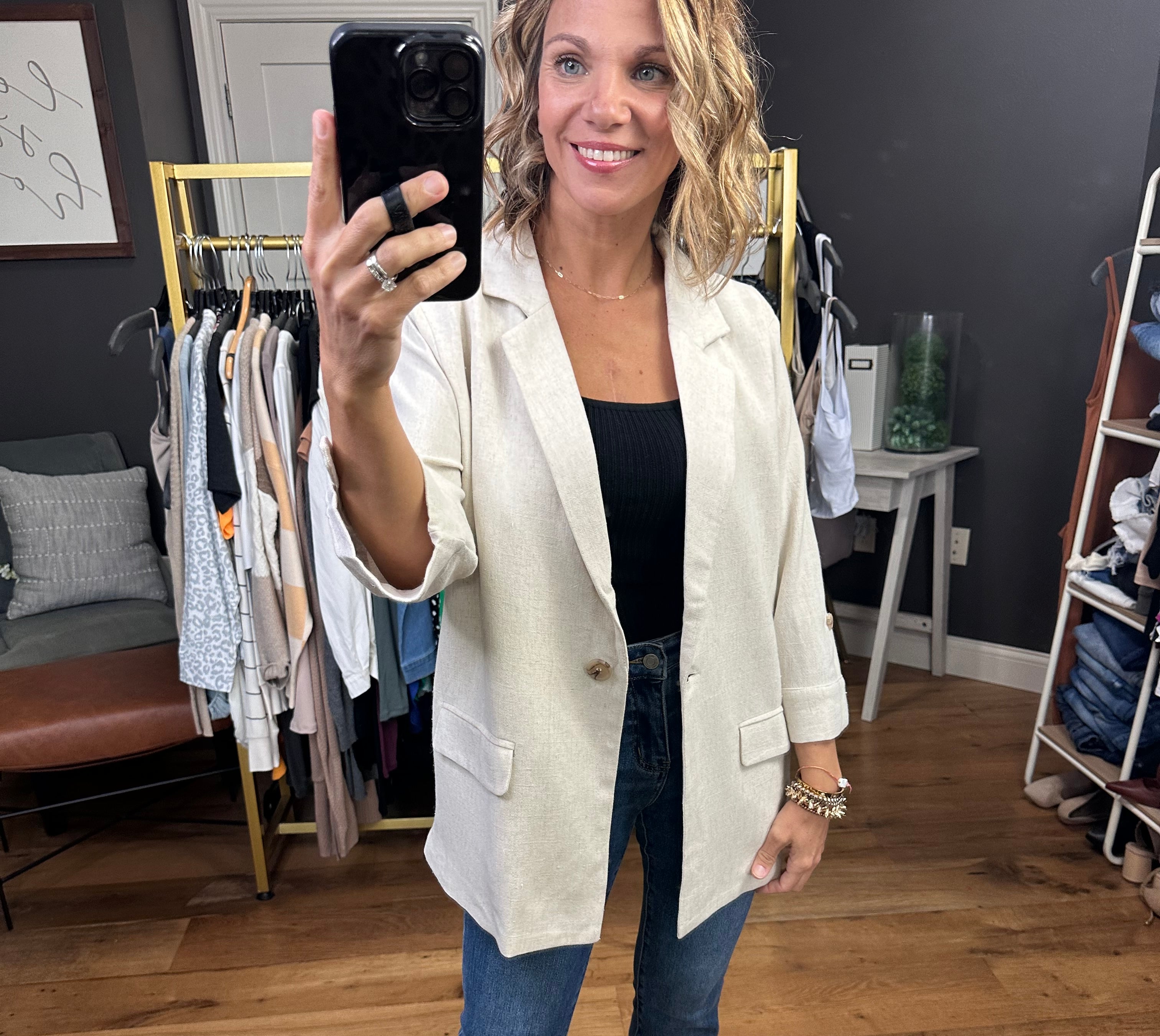 First Directions Linen Boyfriend Fit Blazer - Multiple Options-Blazers-Allie Rose-Anna Kaytes Boutique, Women's Fashion Boutique in Grinnell, Iowa