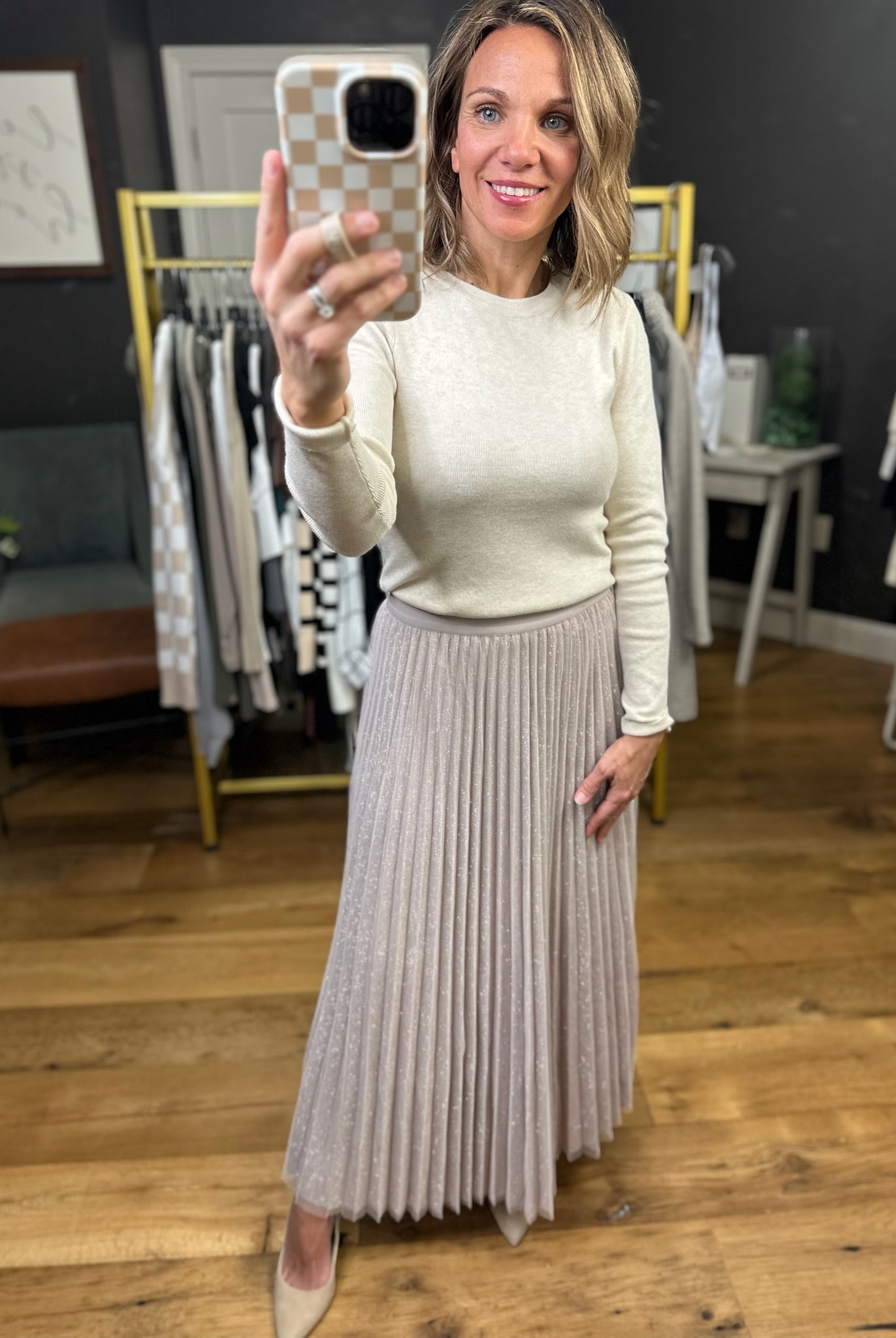 Under The Lights Lurex Maxi Skirt - Blush-Skies Are Blue-Anna Kaytes Boutique, Women's Fashion Boutique in Grinnell, Iowa