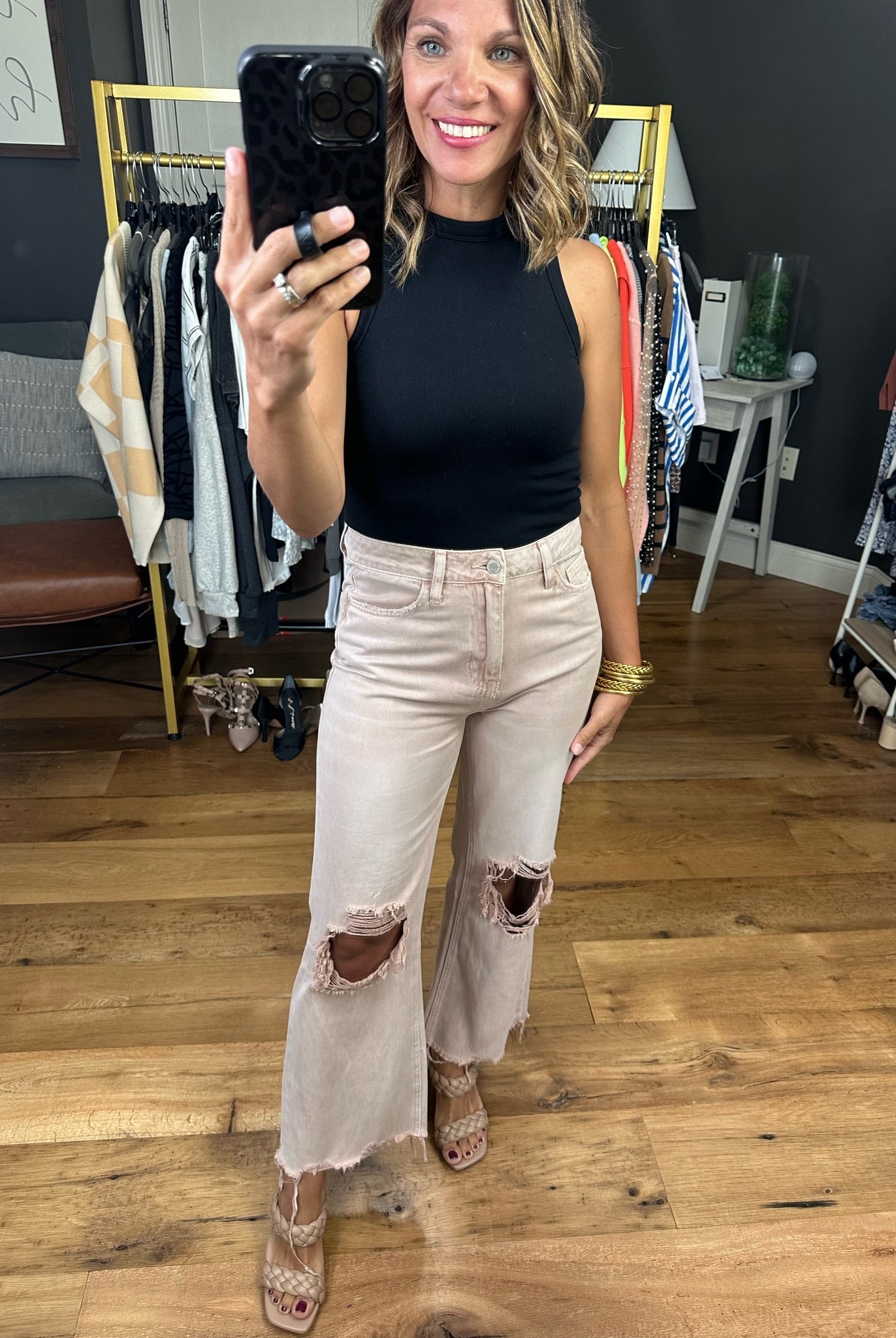 The Jess 90's Vintage Flare Distressed Denim-Jeans-Vervet V2737-Anna Kaytes Boutique, Women's Fashion Boutique in Grinnell, Iowa