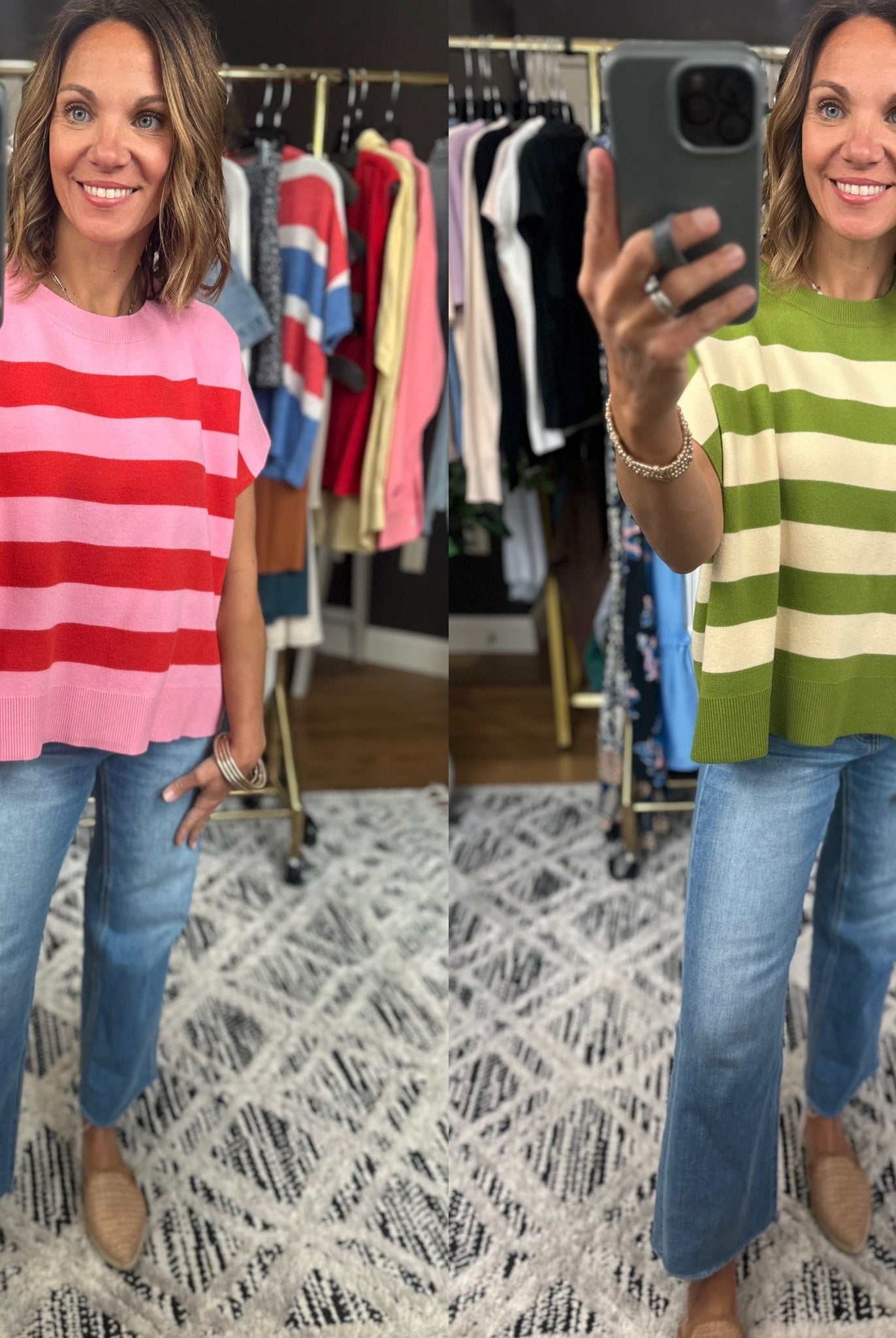 Match My Tone Striped Knit Top-Short Sleeves-Entro-Anna Kaytes Boutique, Women's Fashion Boutique in Grinnell, Iowa