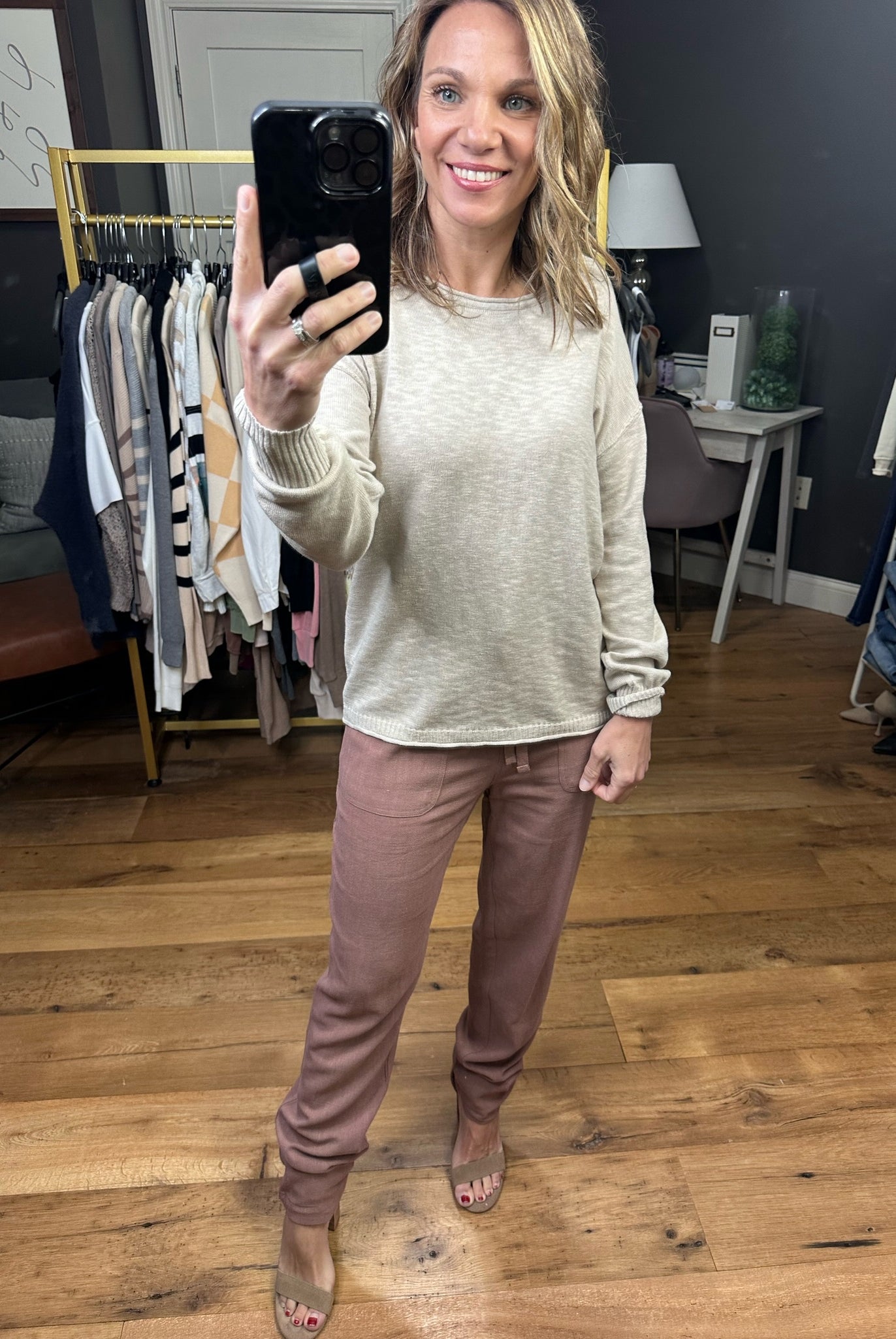 Simple Ways Lightweight Sweater - Light Beige-Sweaters-Be Cool 64088-Anna Kaytes Boutique, Women's Fashion Boutique in Grinnell, Iowa