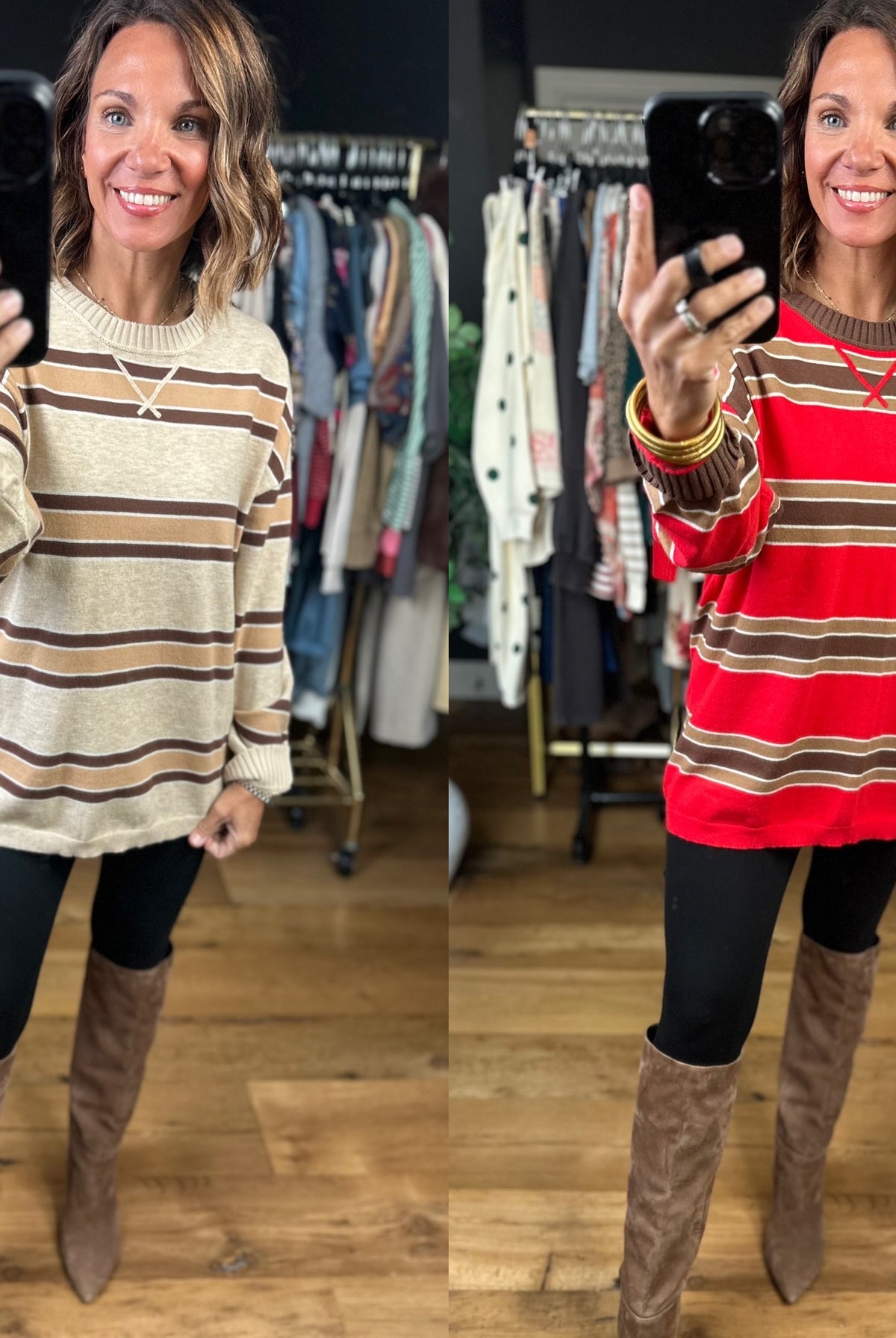 Weekends Away Striped Knit-Sweaters-Very J-Anna Kaytes Boutique, Women's Fashion Boutique in Grinnell, Iowa