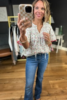Moving Through Patterned Top - Coral-Entro-Anna Kaytes Boutique, Women's Fashion Boutique in Grinnell, Iowa