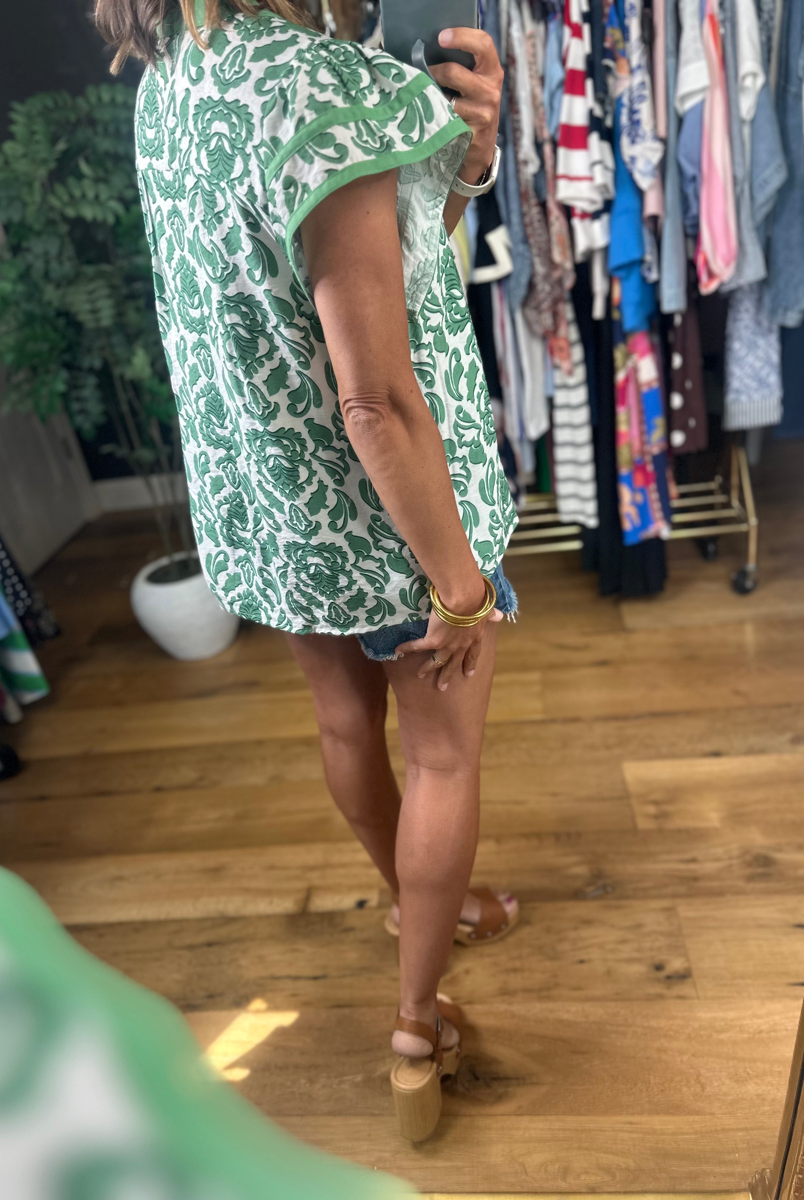 Late Spring Moment Patterned Top-Short Sleeves-Umgee-Anna Kaytes Boutique, Women's Fashion Boutique in Grinnell, Iowa