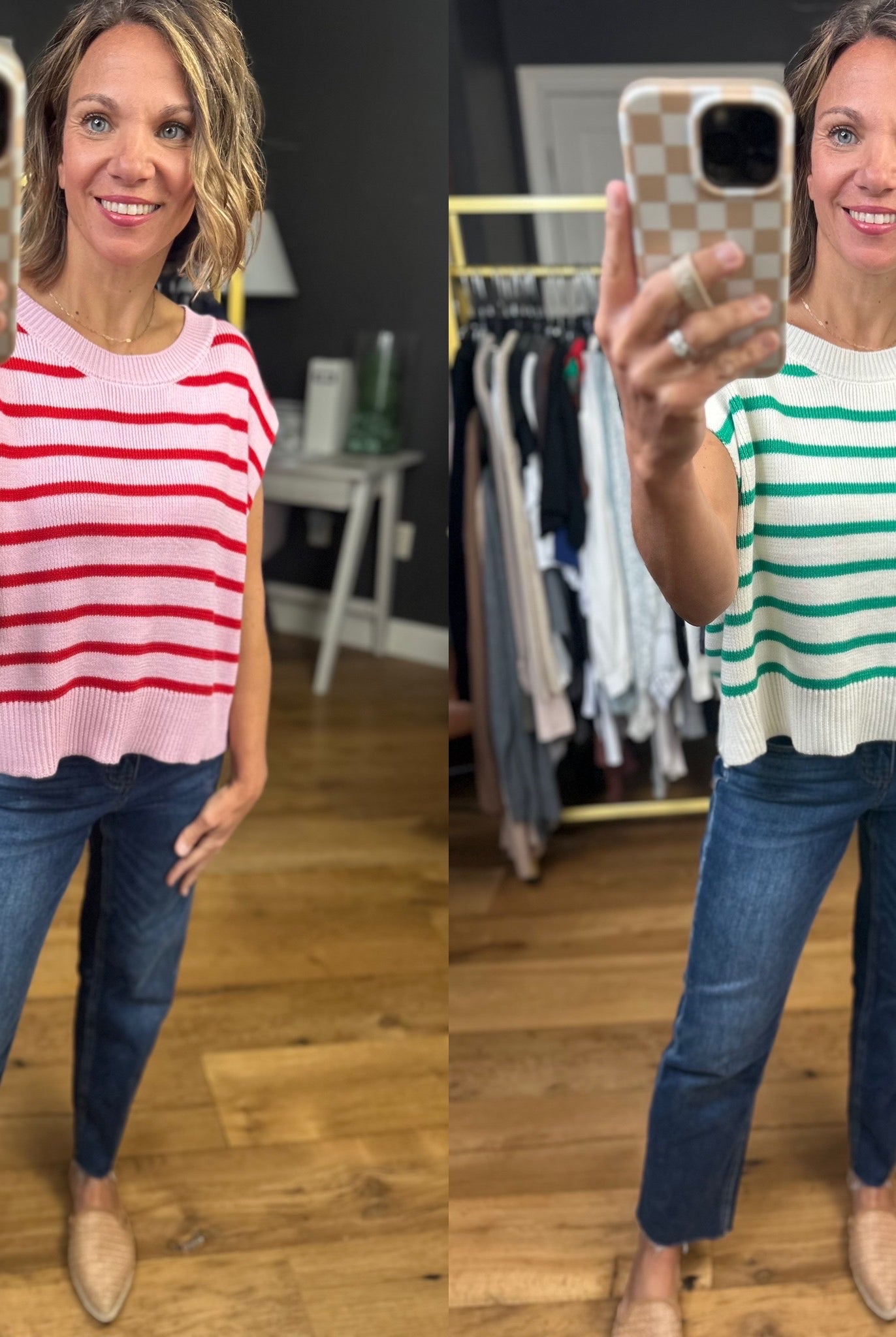 Anything In the World Striped Cap-Sleeve Knit Top - Multiple Options-Entro-Anna Kaytes Boutique, Women's Fashion Boutique in Grinnell, Iowa