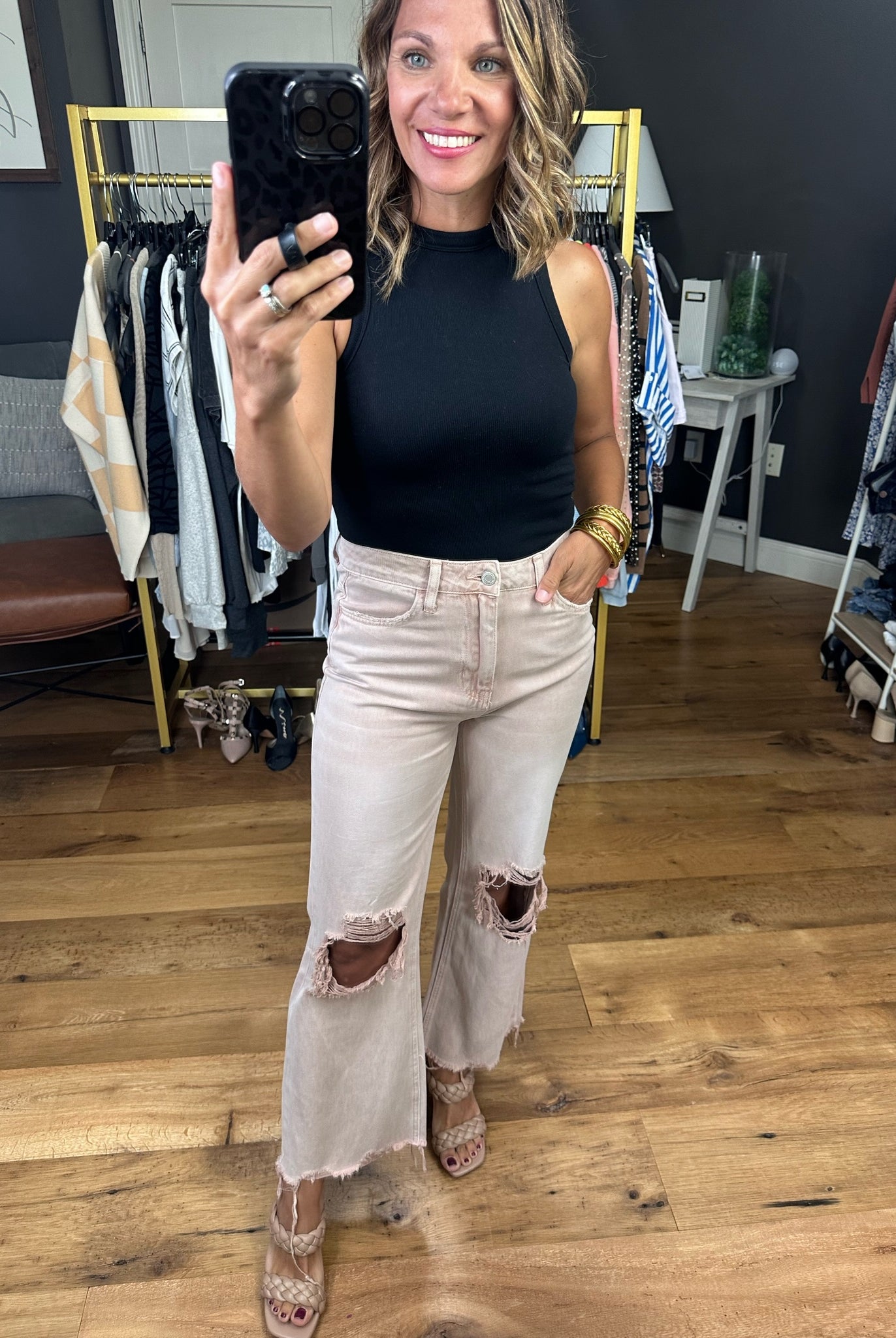 The Jess 90's Vintage Flare Distressed Denim-Jeans-Vervet V2737-Anna Kaytes Boutique, Women's Fashion Boutique in Grinnell, Iowa