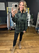 **Find My Way Plaid Button-Down Top - Hunter-Be Cool-Anna Kaytes Boutique, Women's Fashion Boutique in Grinnell, Iowa