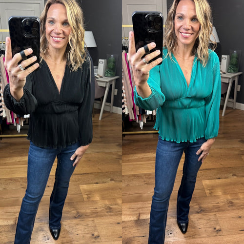 Come Along Textured Peplum V-Neck Top - Multiple Options-Wishlist WL23-7842-Anna Kaytes Boutique, Women's Fashion Boutique in Grinnell, Iowa