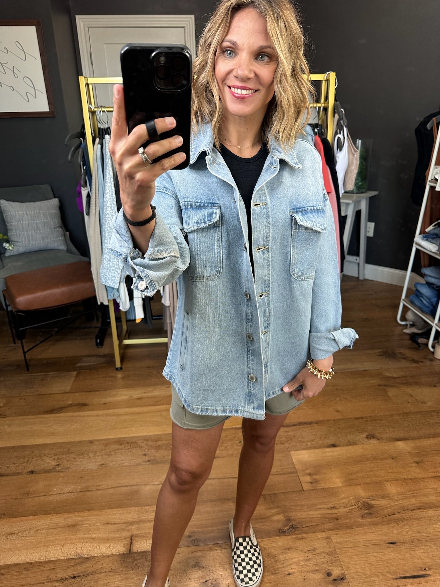 The Emma Denim Shacket-Jackets-Wishlist-Anna Kaytes Boutique, Women's Fashion Boutique in Grinnell, Iowa