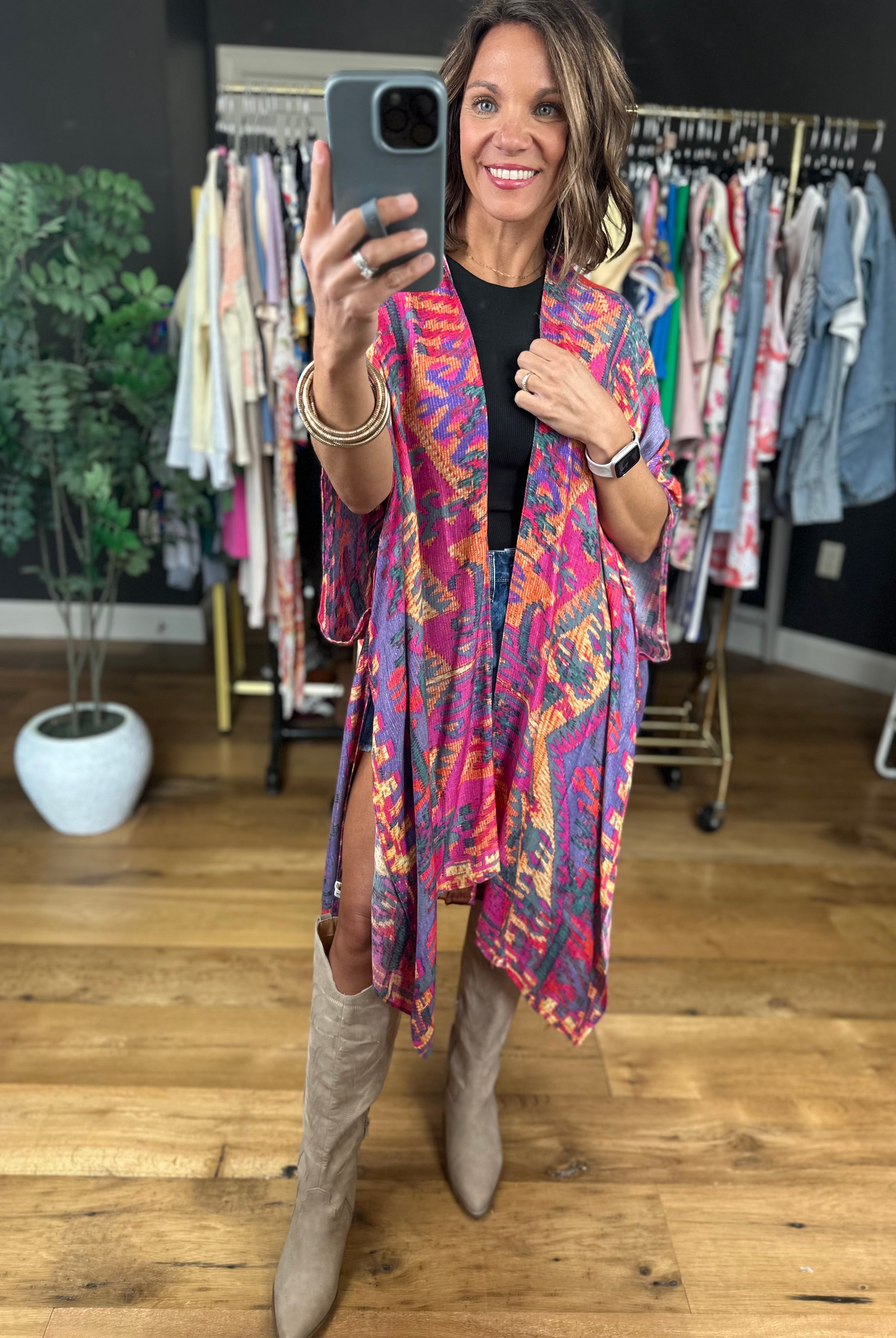 Right Here In Paradise Kimono - Multi-Urbanista-Anna Kaytes Boutique, Women's Fashion Boutique in Grinnell, Iowa