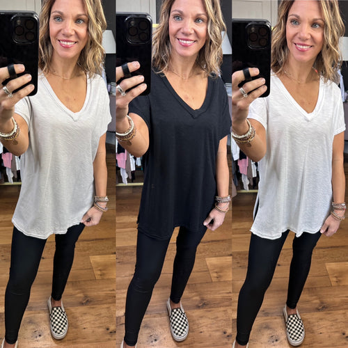 Long Awaited V-Neck Tee - Multiple Options-Wasabi & Mint WMT2580-Anna Kaytes Boutique, Women's Fashion Boutique in Grinnell, Iowa