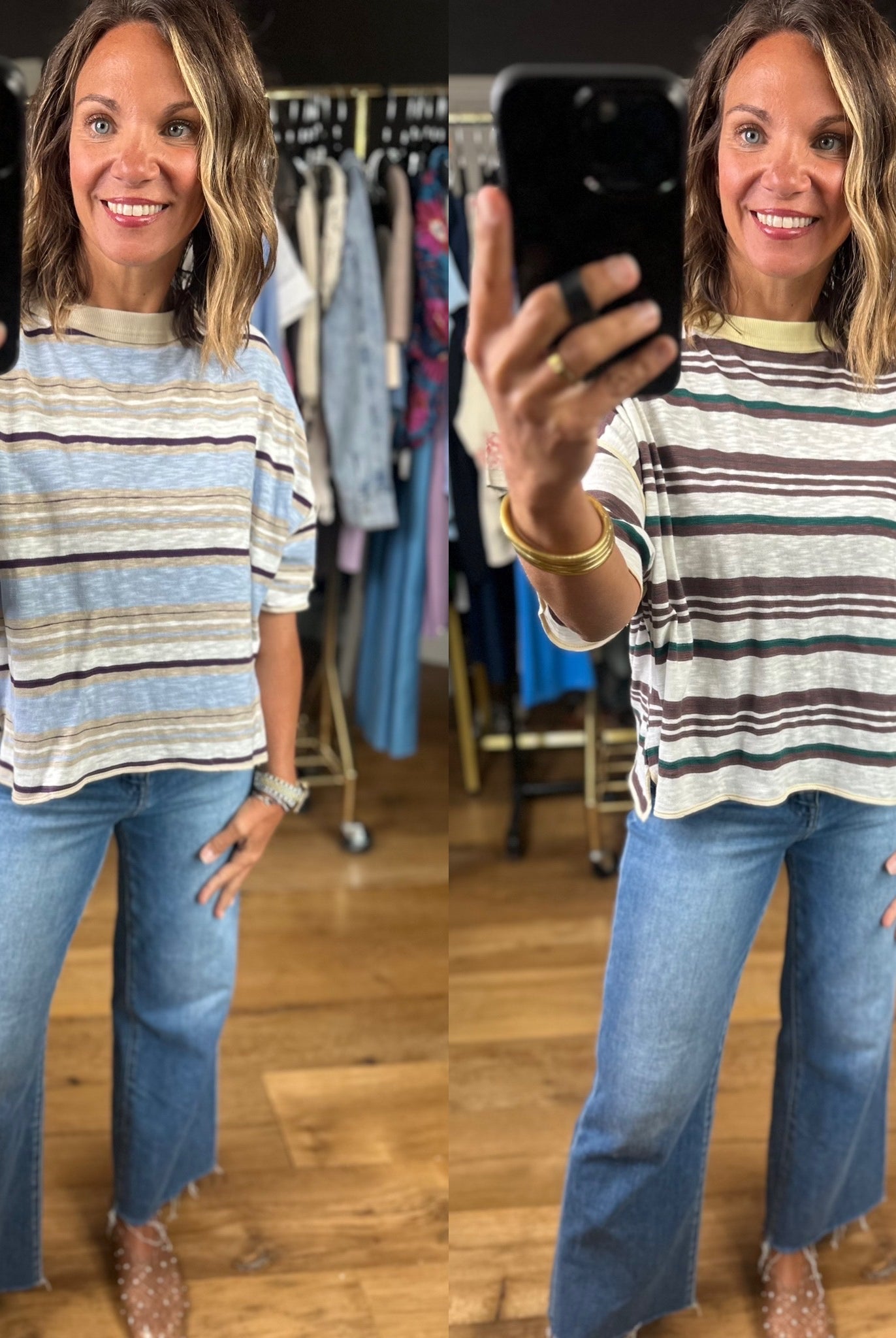 Keep You Humble Striped Top-Short Sleeves-ee:some-Anna Kaytes Boutique, Women's Fashion Boutique in Grinnell, Iowa