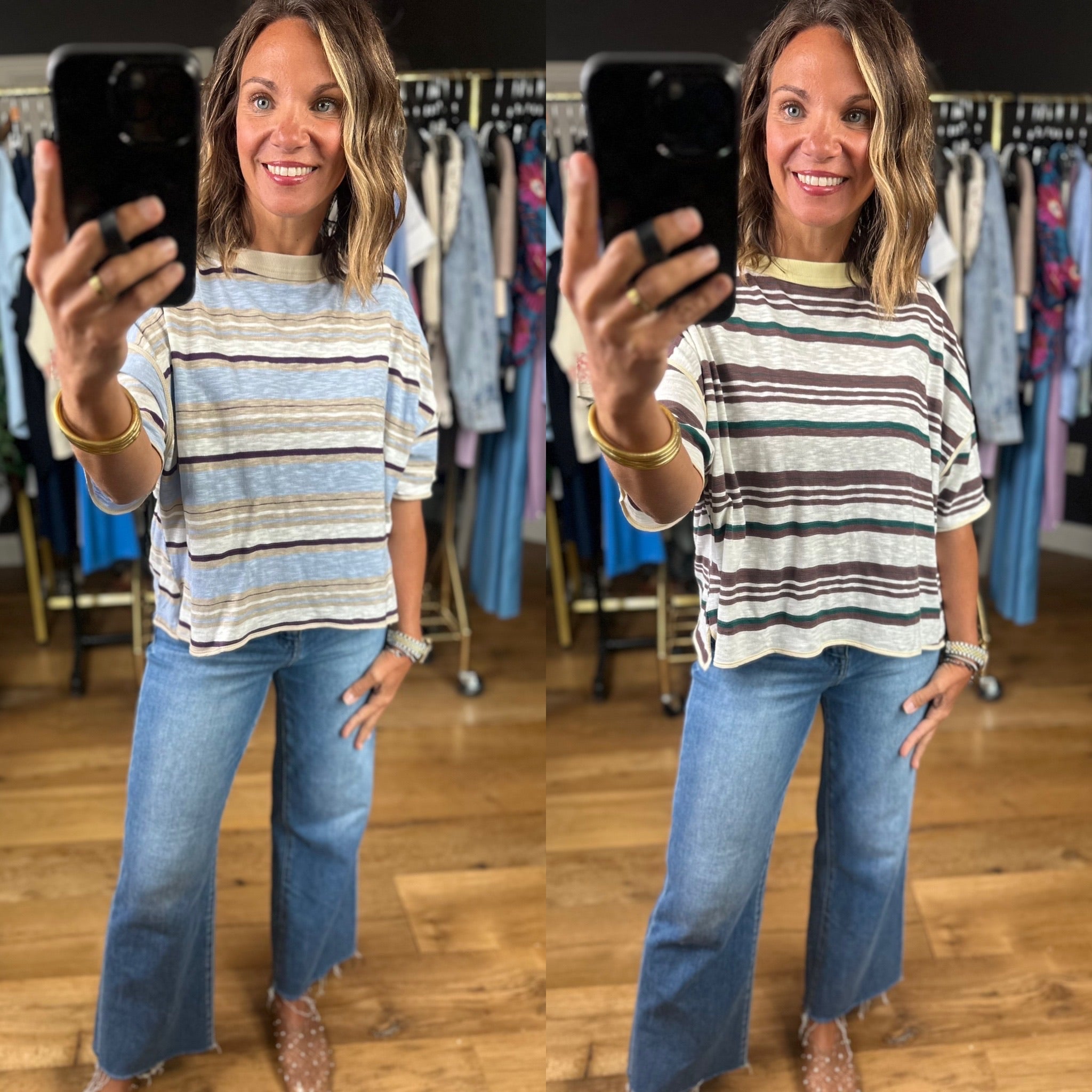 Keep You Humble Striped Top-Short Sleeves-ee:some-Anna Kaytes Boutique, Women's Fashion Boutique in Grinnell, Iowa
