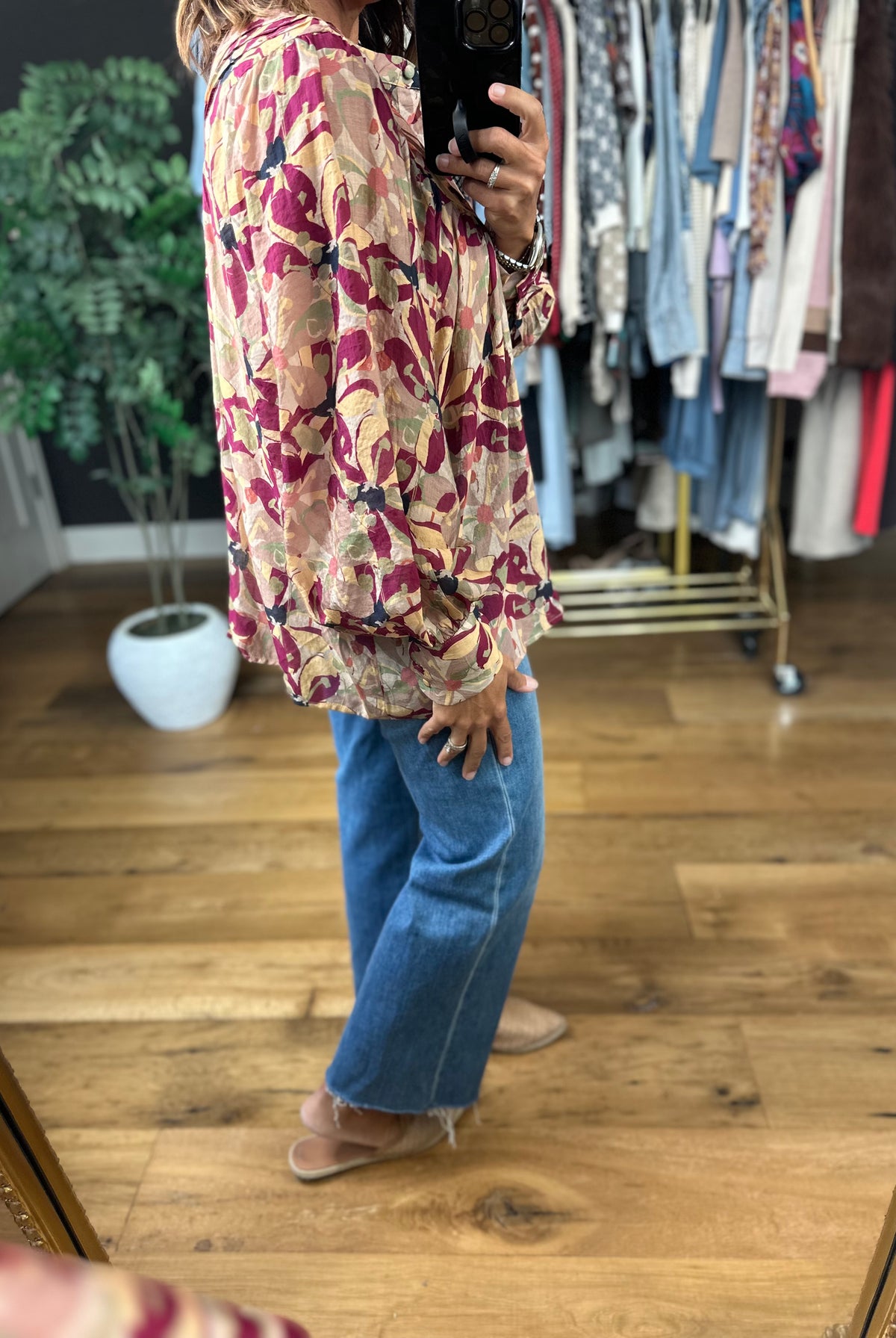 Time Goes By Patterned Top-Long Sleeves-ee:some-Anna Kaytes Boutique, Women's Fashion Boutique in Grinnell, Iowa