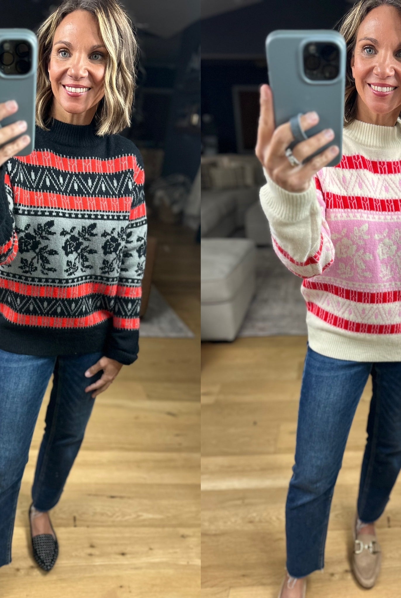 Right At Home Fair Isle Sweater-Sweaters-& Merci-Anna Kaytes Boutique, Women's Fashion Boutique in Grinnell, Iowa