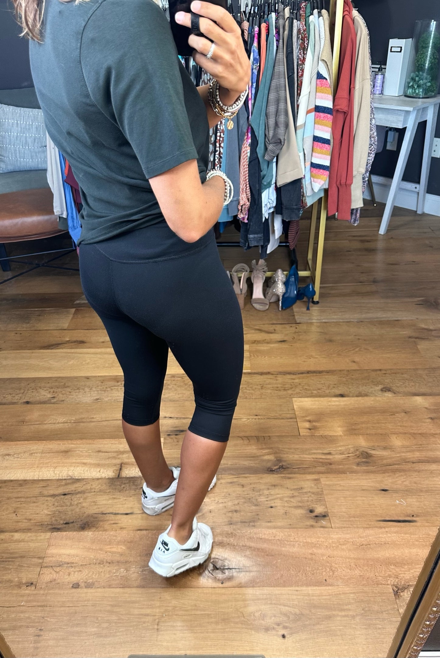 The Jenna Crossover Waist Capri Legging - Black-Leggings-Mono B BP628-Anna Kaytes Boutique, Women's Fashion Boutique in Grinnell, Iowa