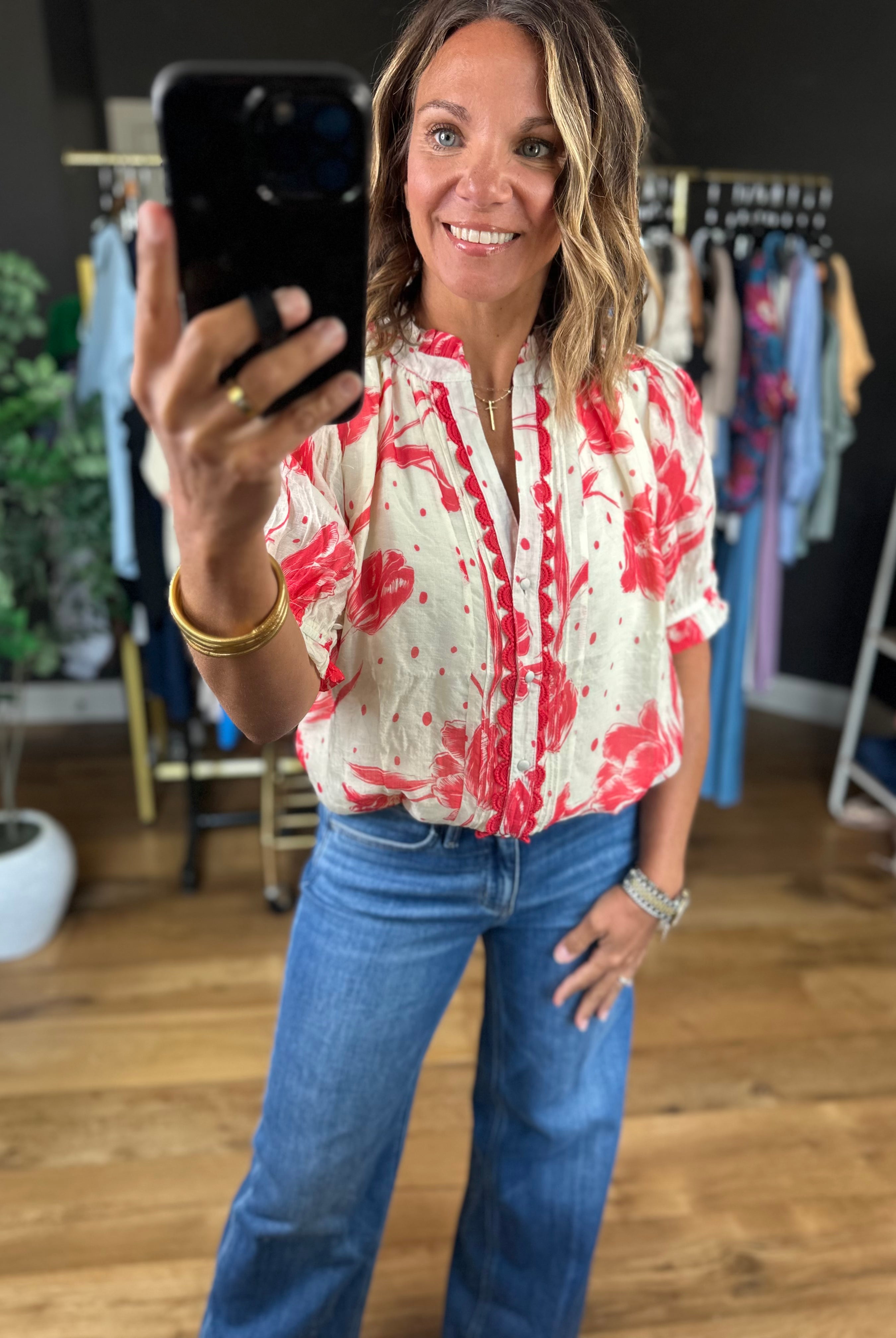 Favorite Day Floral Top-Short Sleeves-Umgee-Anna Kaytes Boutique, Women's Fashion Boutique in Grinnell, Iowa