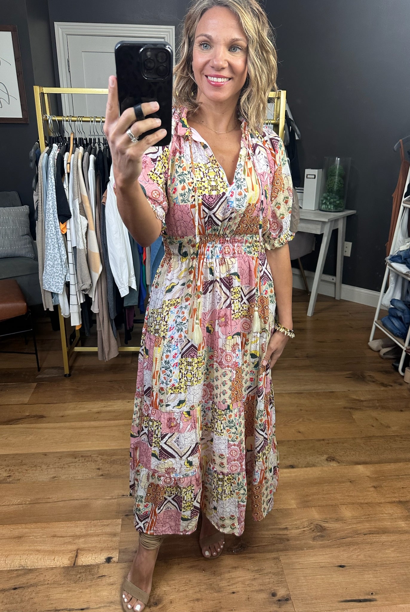 Legendary Moment Patchwork Maxi Dress - Ivory Multi-Dresses-THML-Anna Kaytes Boutique, Women's Fashion Boutique in Grinnell, Iowa