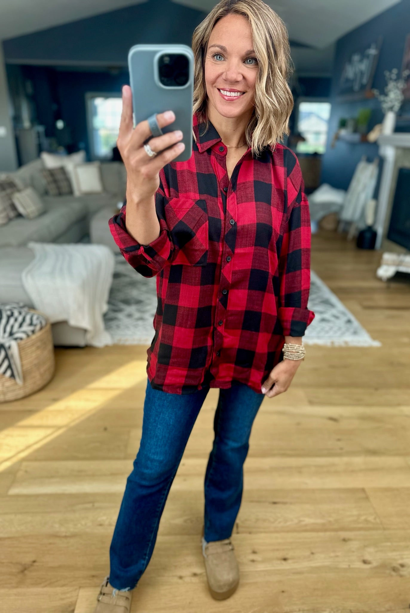 Find My Way Plaid Button-Down Top-Be Cool-Anna Kaytes Boutique, Women's Fashion Boutique in Grinnell, Iowa