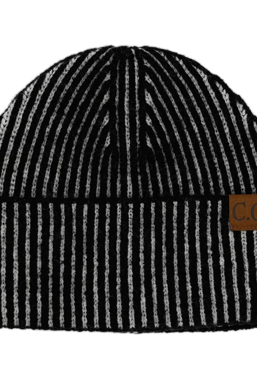 CC Contrast Stripe Cuff Beanie- Multiple Options-Hats-Joia HTC-0043-Anna Kaytes Boutique, Women's Fashion Boutique in Grinnell, Iowa