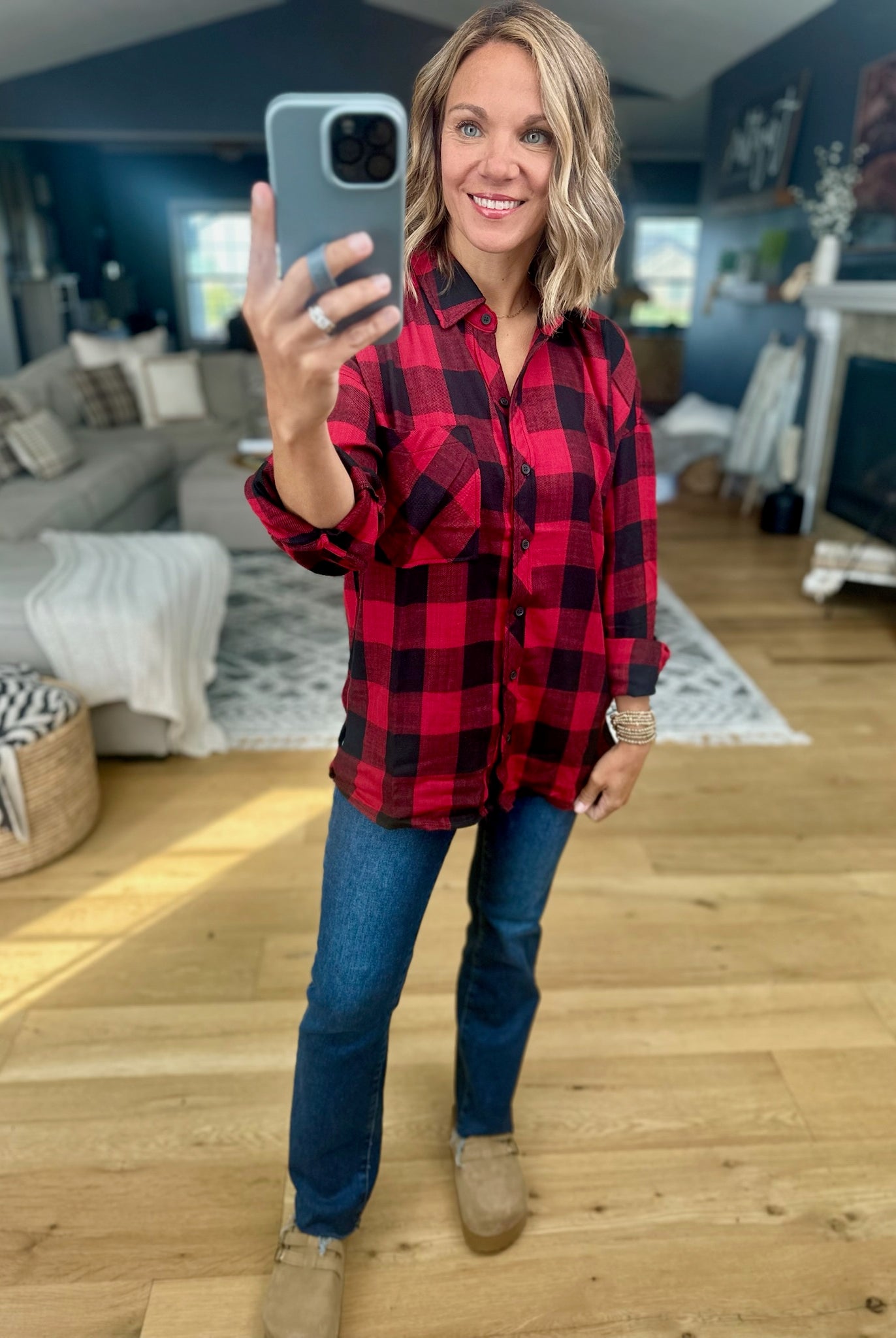 Find My Way Plaid Button-Down Top-Be Cool-Anna Kaytes Boutique, Women's Fashion Boutique in Grinnell, Iowa