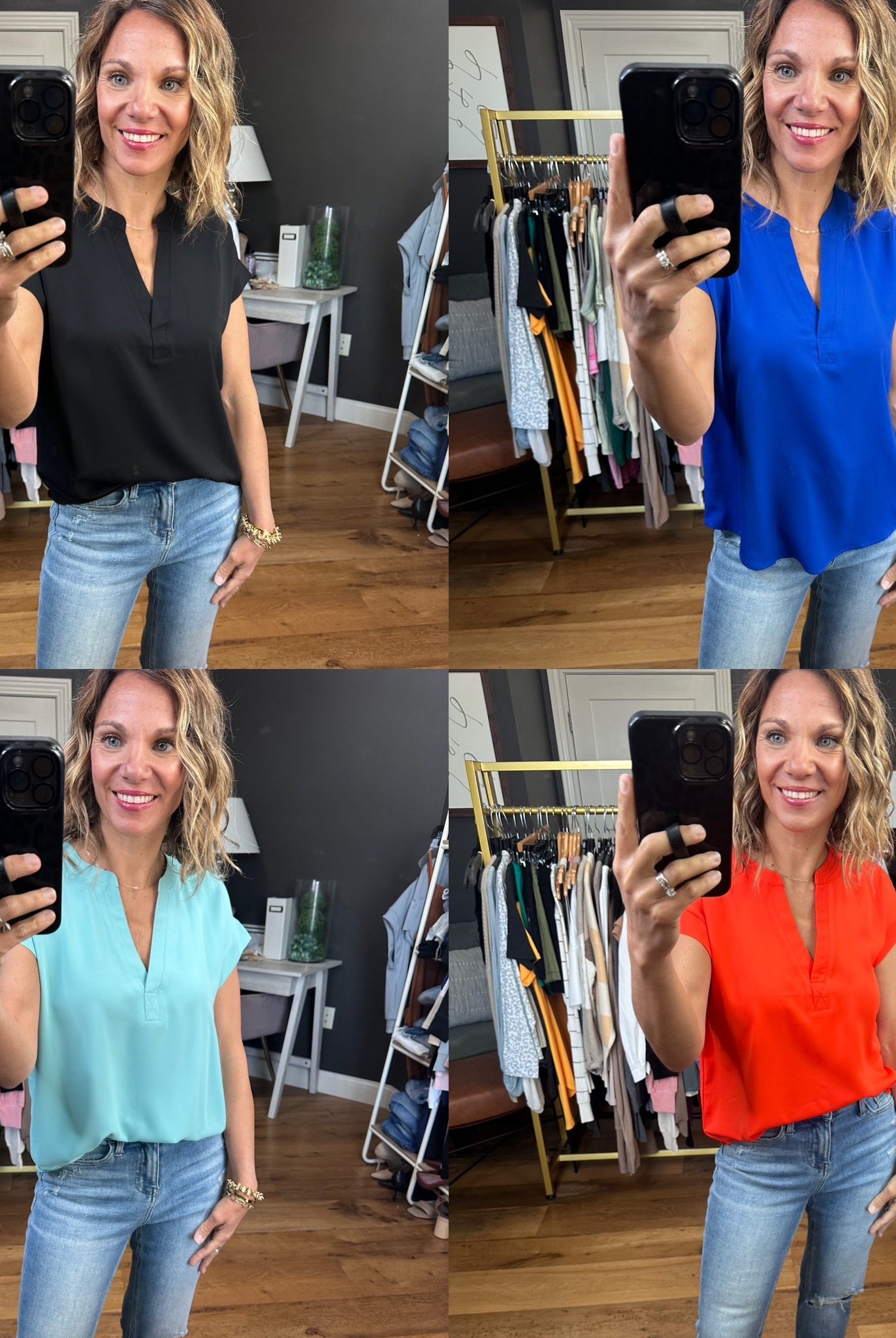 Moving Mountains V-Neck Top - Multiple Options-Short Sleeves-Blu Pepper TB8456-Anna Kaytes Boutique, Women's Fashion Boutique in Grinnell, Iowa