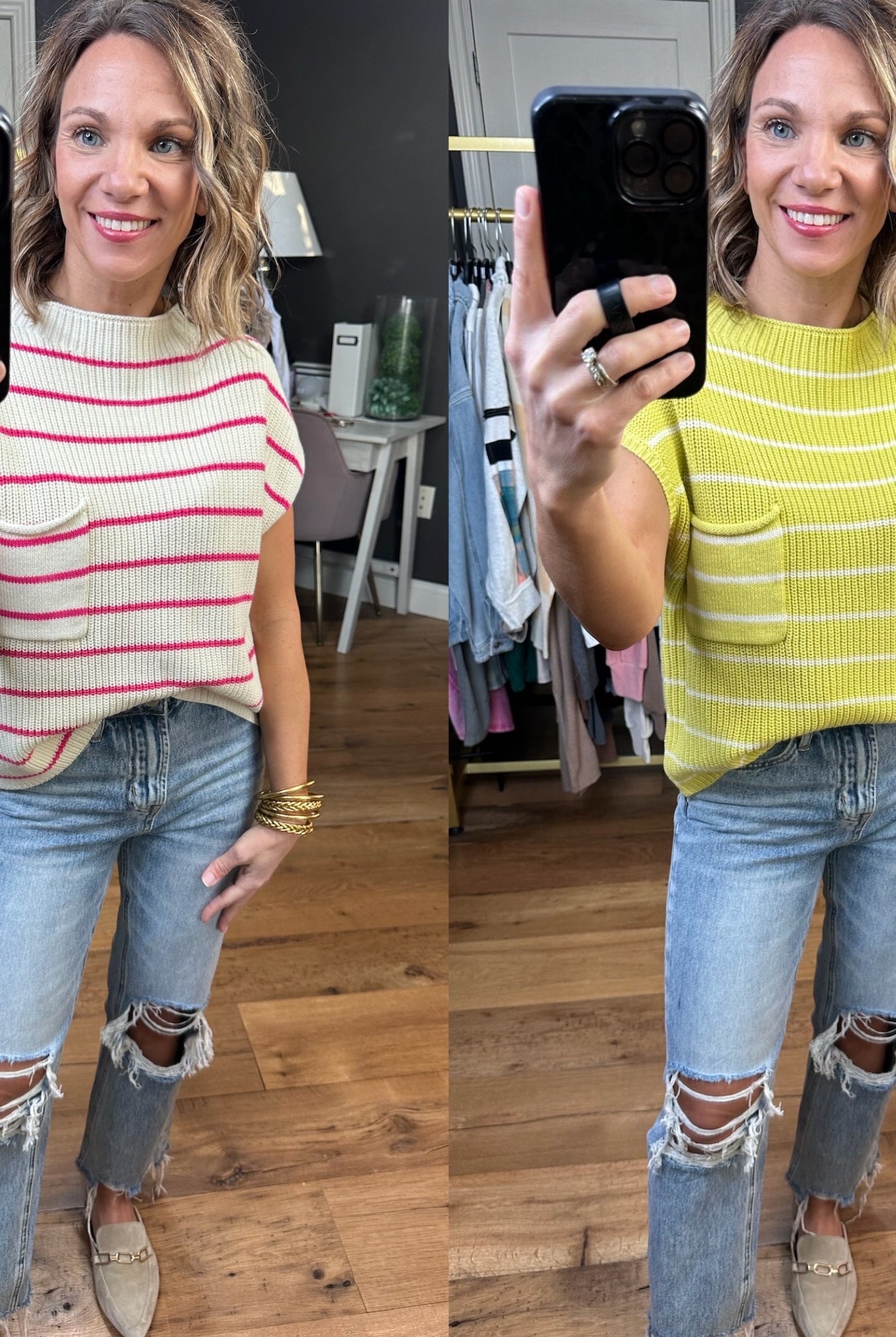Here Comes The Sun Striped Knit Top - Multiple Options-Short Sleeves-By Together W1168-Anna Kaytes Boutique, Women's Fashion Boutique in Grinnell, Iowa