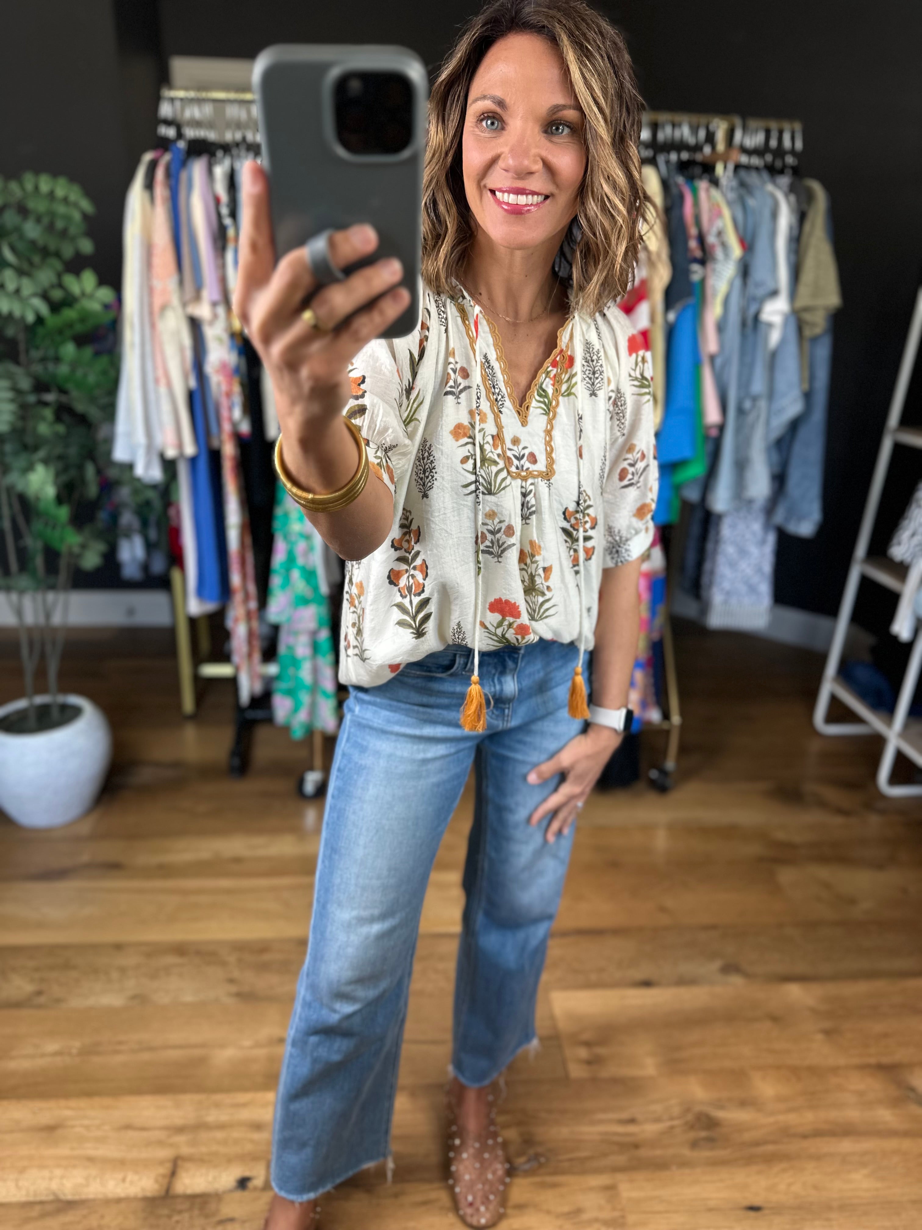 Petal & Grace Floral Top-Short Sleeves-Umgee-Anna Kaytes Boutique, Women's Fashion Boutique in Grinnell, Iowa