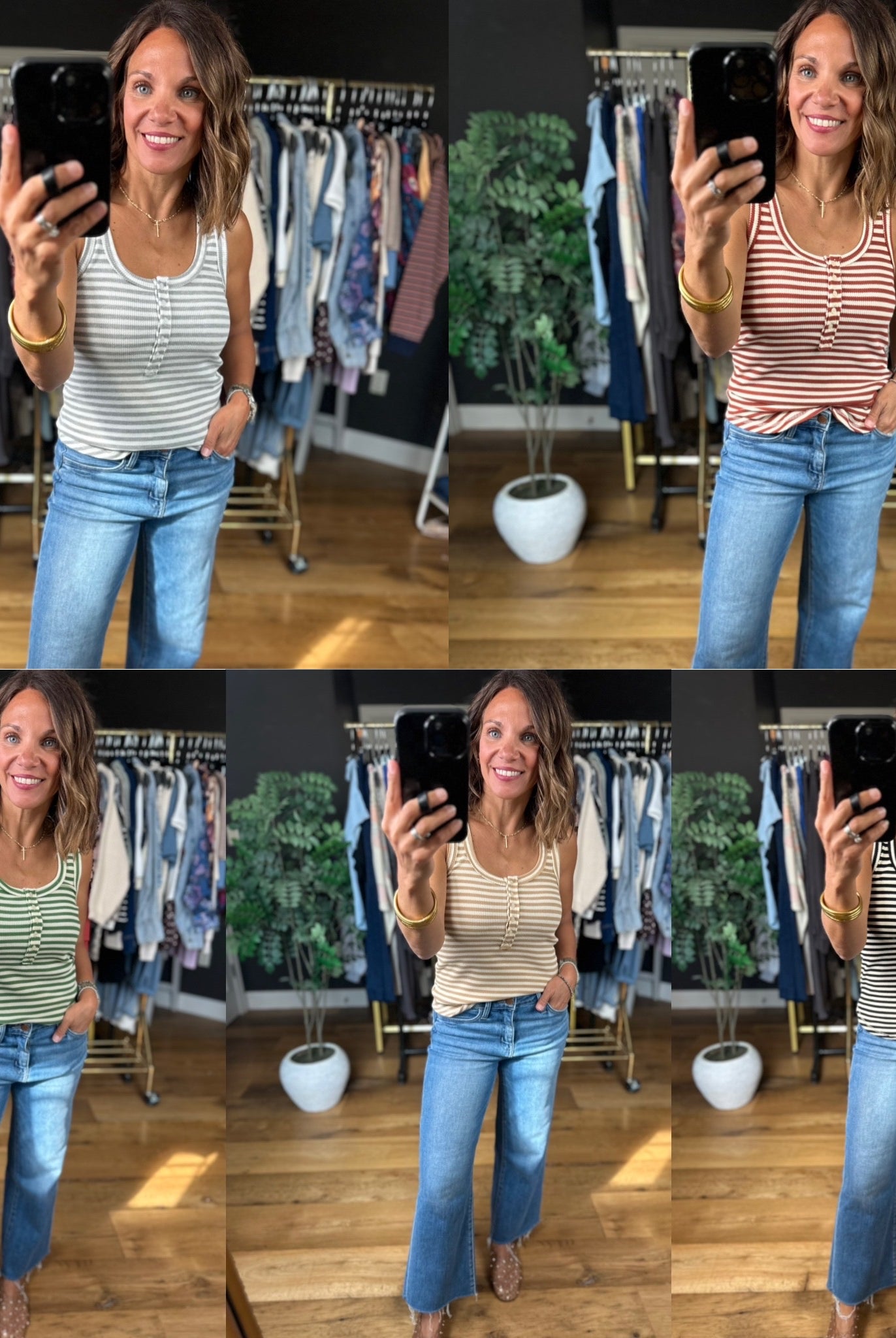 Nothing New Striped Henley Tank-Sleeveless-Very J-Anna Kaytes Boutique, Women's Fashion Boutique in Grinnell, Iowa