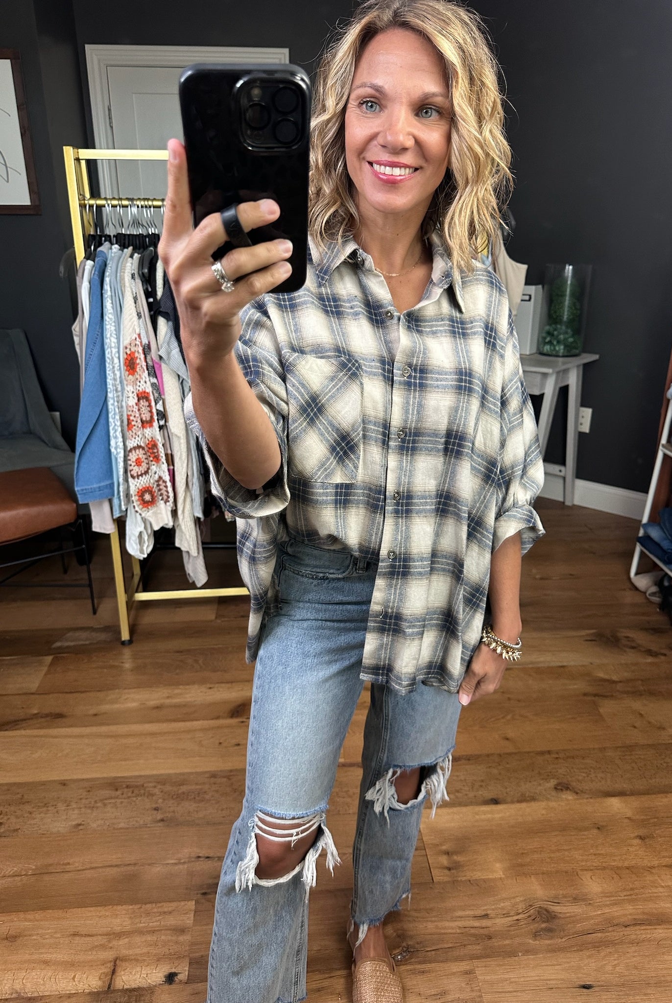 Defined Roles Plaid Button-Down Top - Multiple Options-Entro-Anna Kaytes Boutique, Women's Fashion Boutique in Grinnell, Iowa