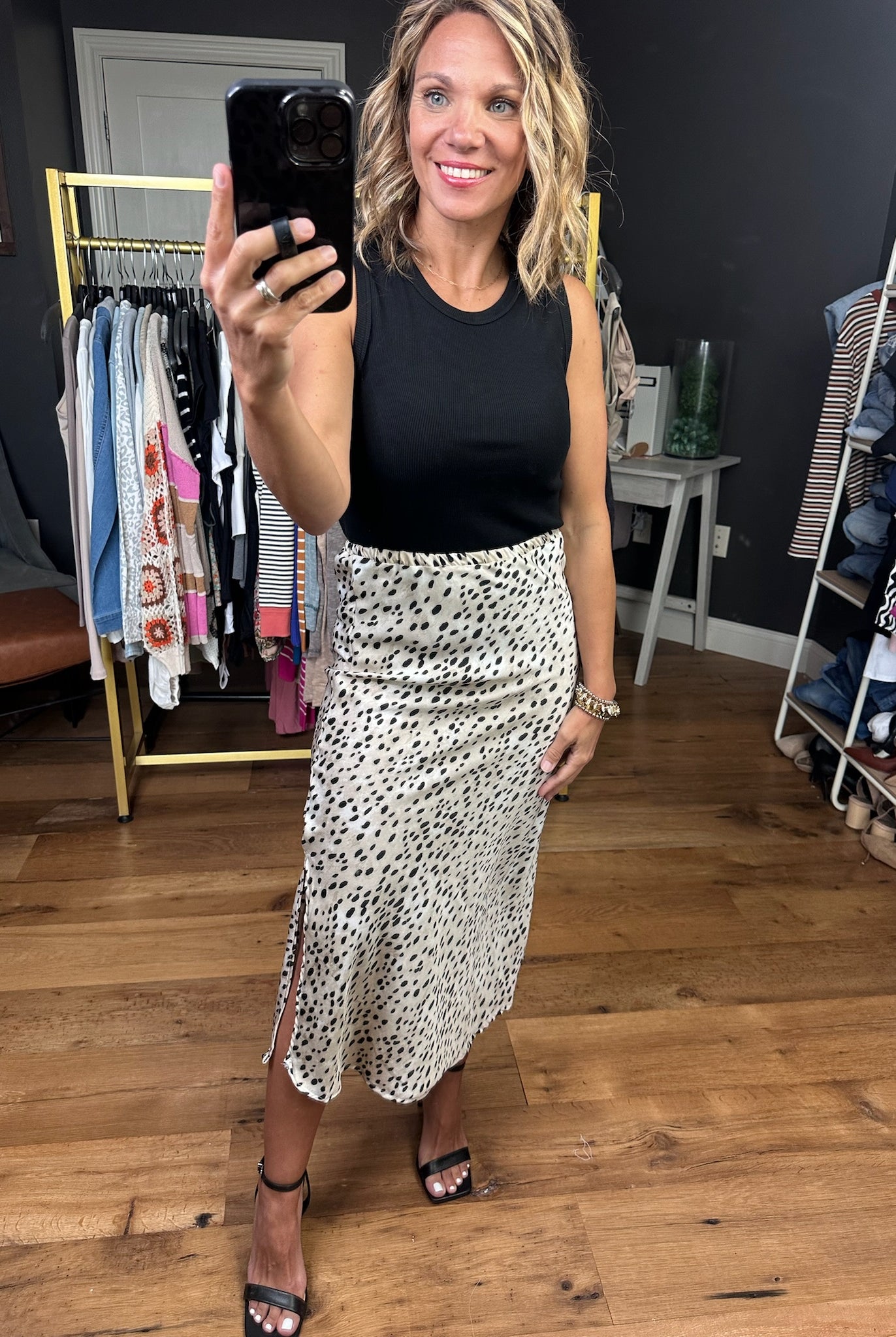 Modern Elegance Animal Print Skirt - Taupe/Black-Bucketlist-Anna Kaytes Boutique, Women's Fashion Boutique in Grinnell, Iowa