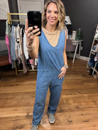 The Madison Denim Pocket Jumpsuit - Light Wash-Jumpsuits-Day & Moon DM1064-1-Anna Kaytes Boutique, Women's Fashion Boutique in Grinnell, Iowa