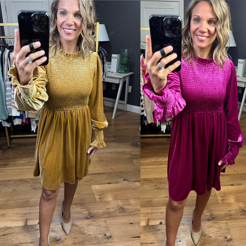 Lover Velour Long Sleeve Dress - Multiple Options-Jodifl G10566-Anna Kaytes Boutique, Women's Fashion Boutique in Grinnell, Iowa