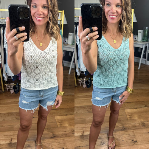 Waiting On The Sun Crochet Detail Tank - Multiple Options-Blu Pepper CR2087-Anna Kaytes Boutique, Women's Fashion Boutique in Grinnell, Iowa