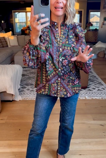 Moving Through Fall Button-Down Top-Fate-Anna Kaytes Boutique, Women's Fashion Boutique in Grinnell, Iowa