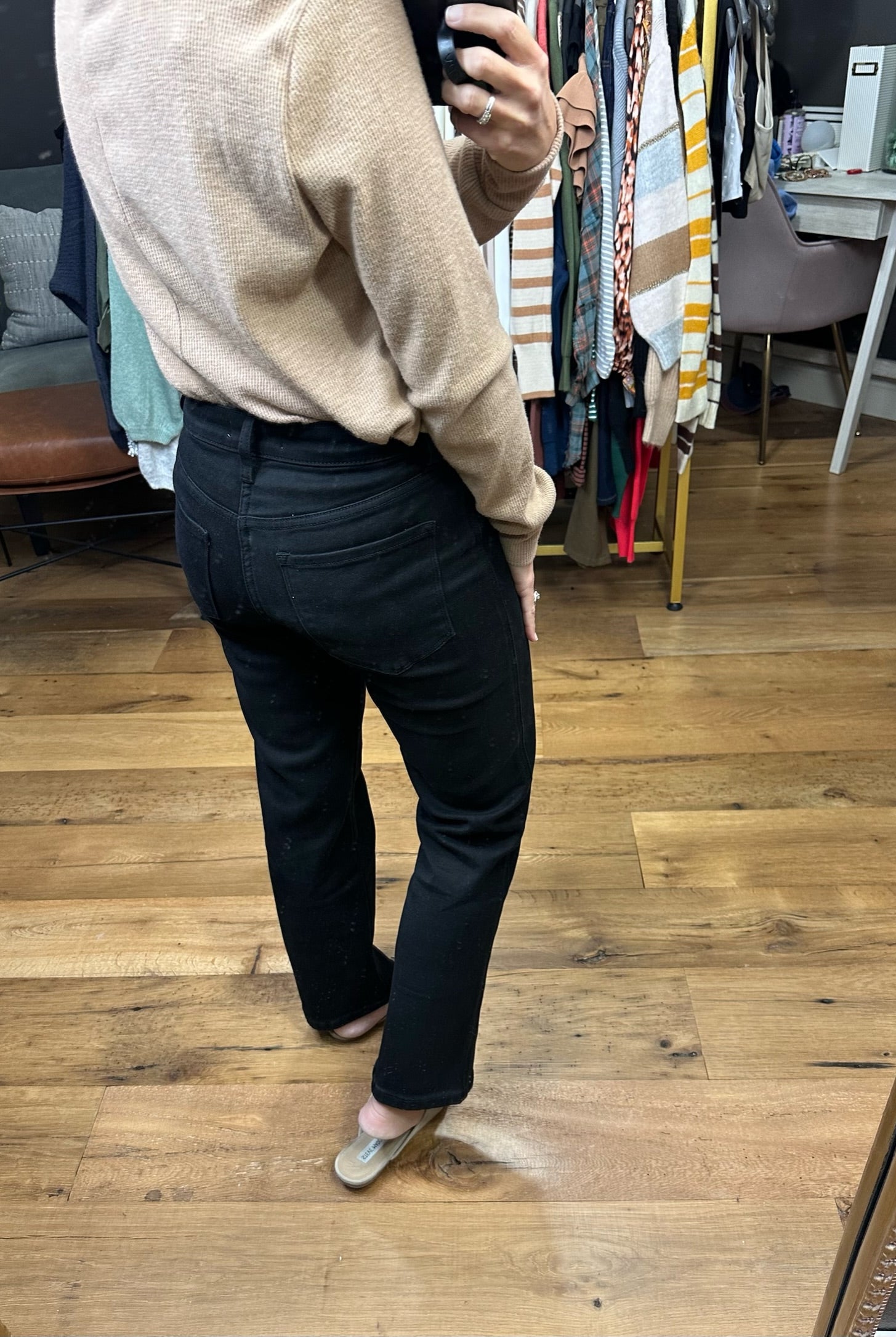 The Audrey High-Rise Ankle Straight Denim - Black-Jeans-Vervet T5895-Anna Kaytes Boutique, Women's Fashion Boutique in Grinnell, Iowa